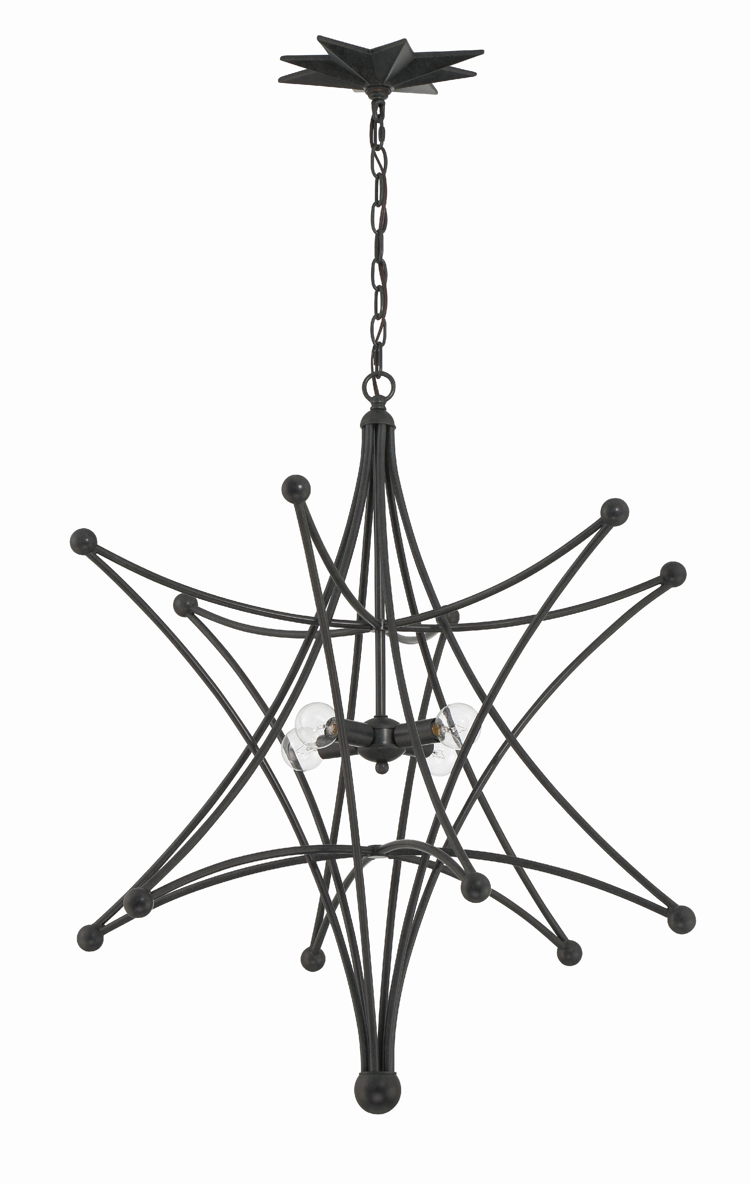 Crystorama Astro 9236-BK – 27 Inch – 4 Light – Chandelier – Black – Dry Rated