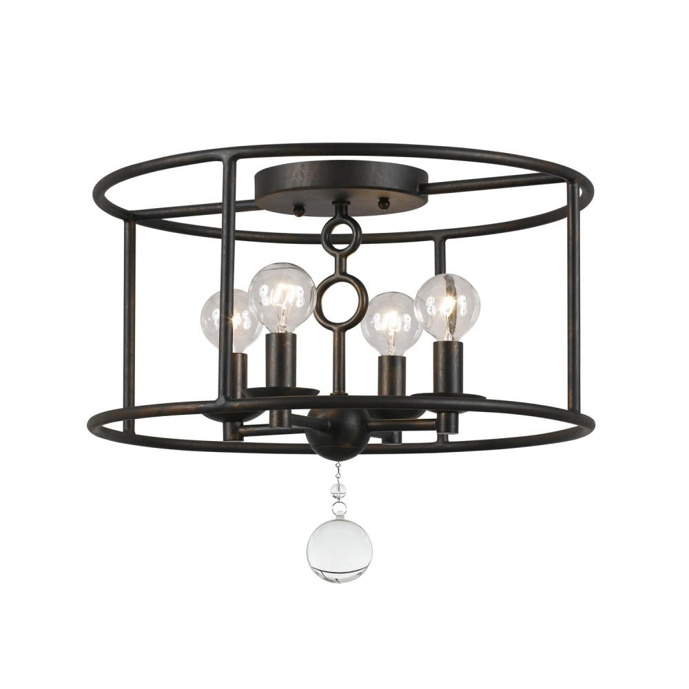Crystorama 9267-EB Cameron 4 Light Semi Flush Mount Fixture, UL Damp Rated, English Bronze