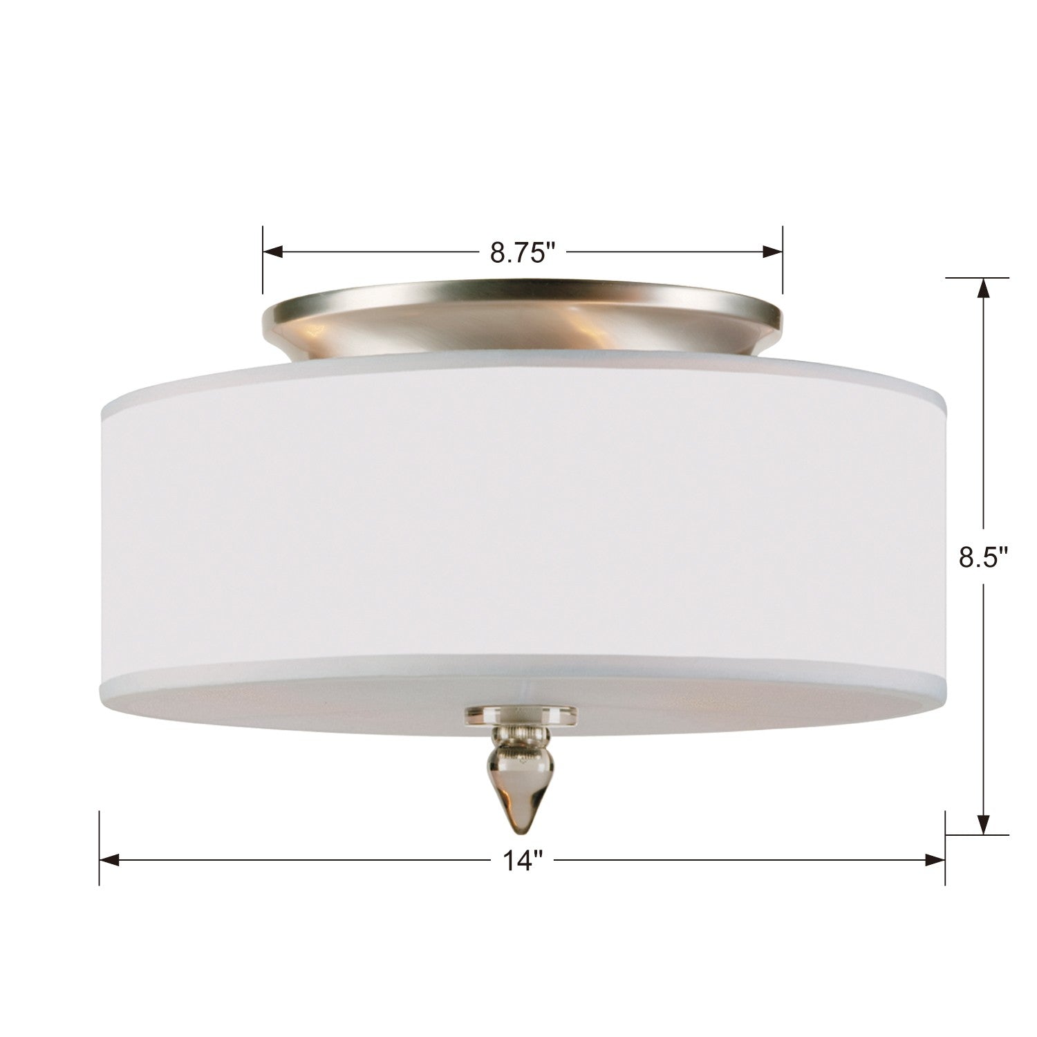 Crystorama Luxo 9503-SN – 14 Inch – 3 Light – Semi Flush Mount Light – Satin Nickel – Dry Rated