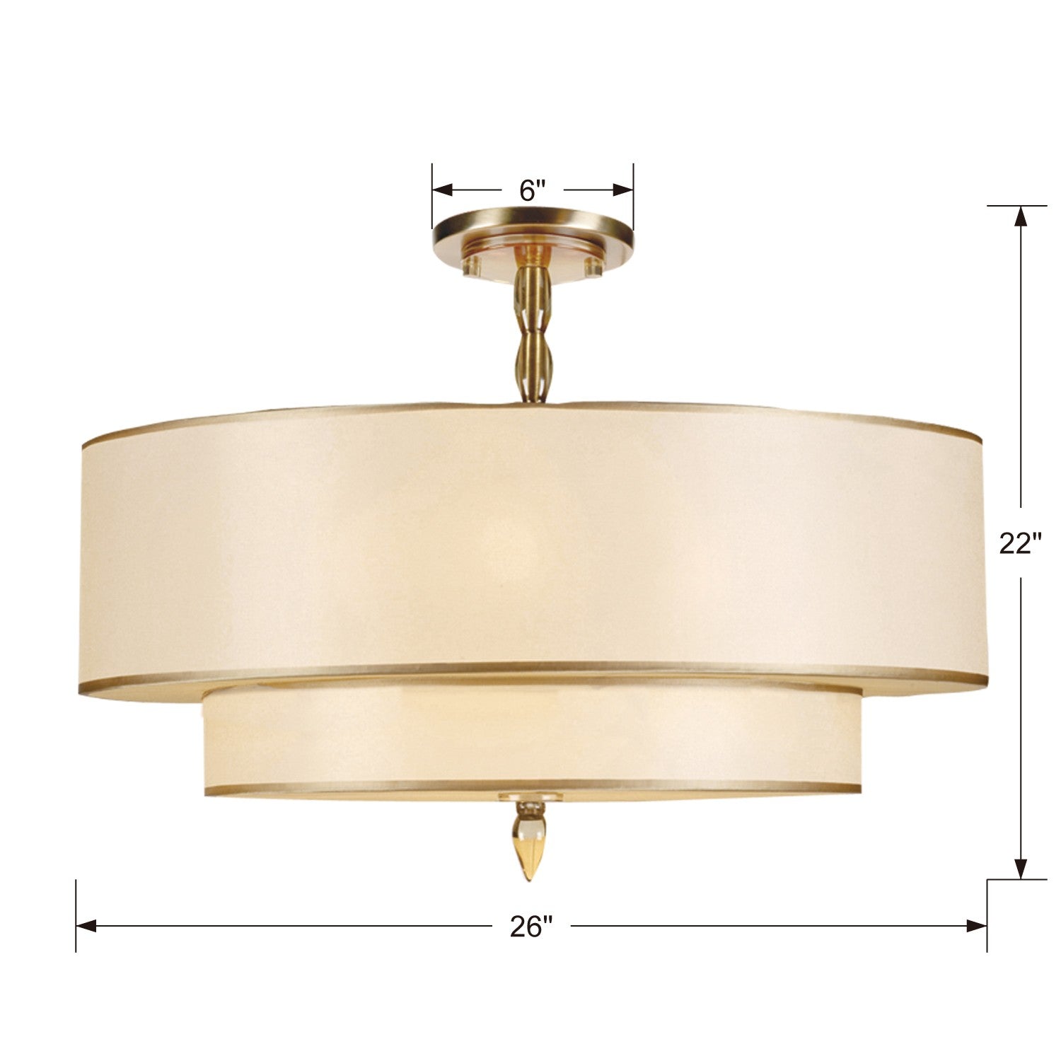 Crystorama Luxo 9507-AB_CEILING – 26 Inch – 5 Light – Semi Flush Mount Light – Antique Brass – Dry Rated