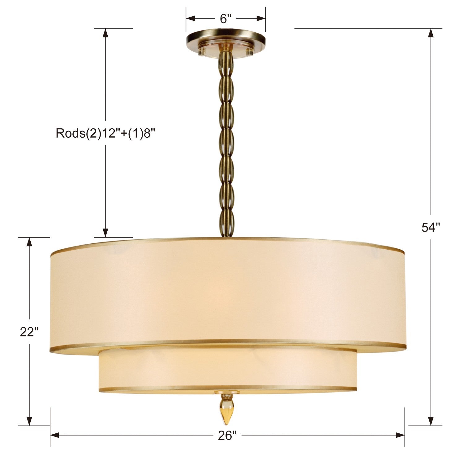 Crystorama Luxo 9507-AB – 26 Inch – 5 Light – Chandelier – Antique Brass – Dry Rated