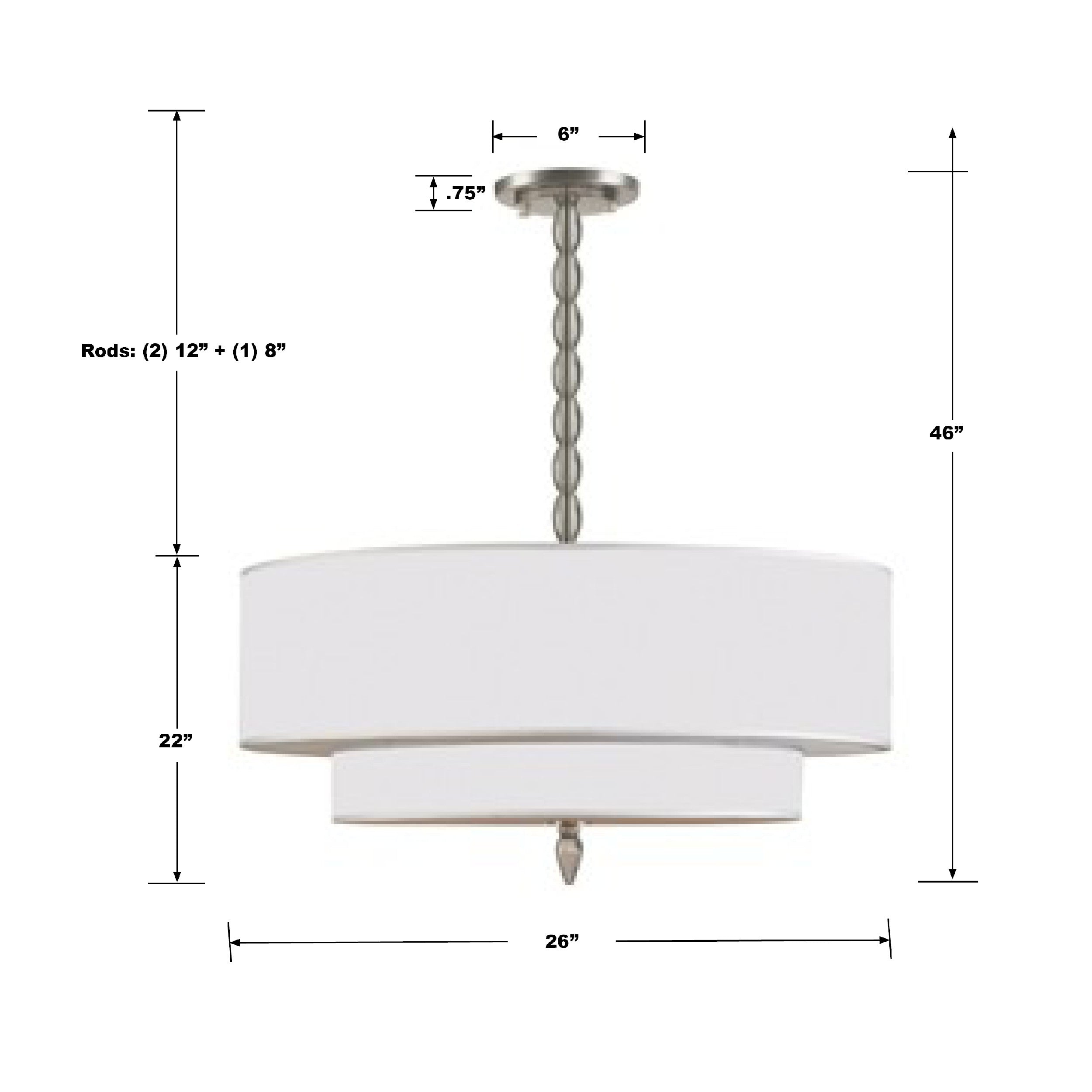 Crystorama Luxo 9507-SN – 26 Inch – 5 Light – Chandelier – Satin Nickel – Dry Rated