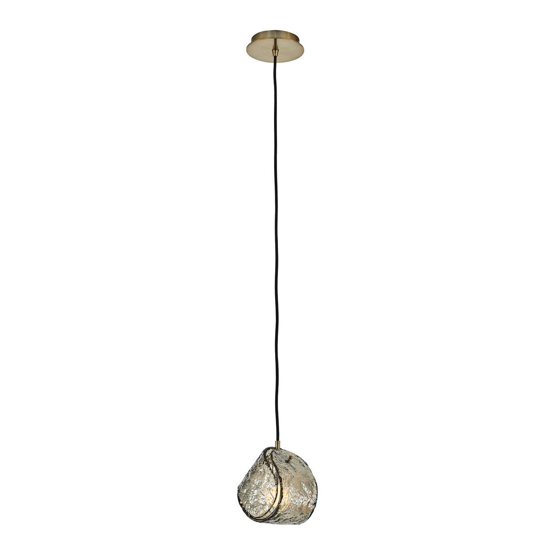 Pallina 7.5-in 1 Light (40-watt) Smoked Glass Winter Brass Pendant