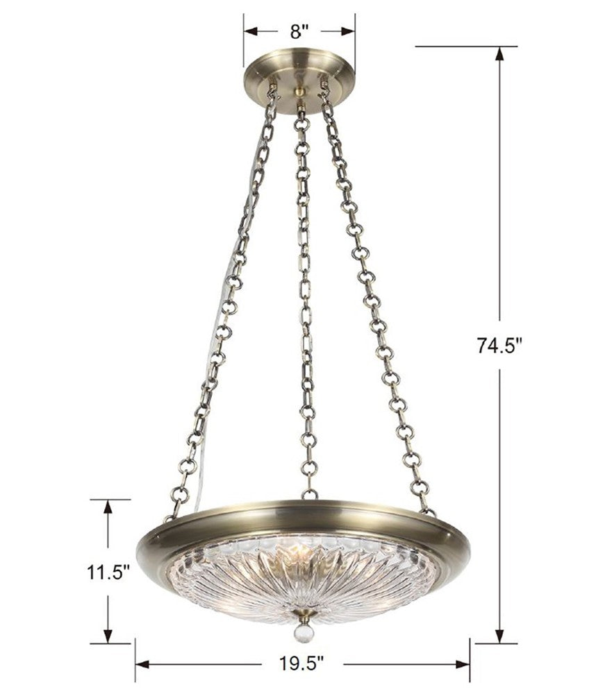 Crystorama CELINA 9943-AB Mini Chandelier Contemporary - Antique Brass