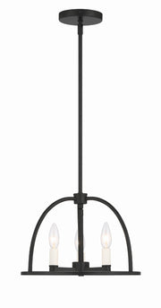 Crystorama Abbott ABB-3003-BK – 13.75 Inch – 3 Light – Chandelier – Black – Dry Rated