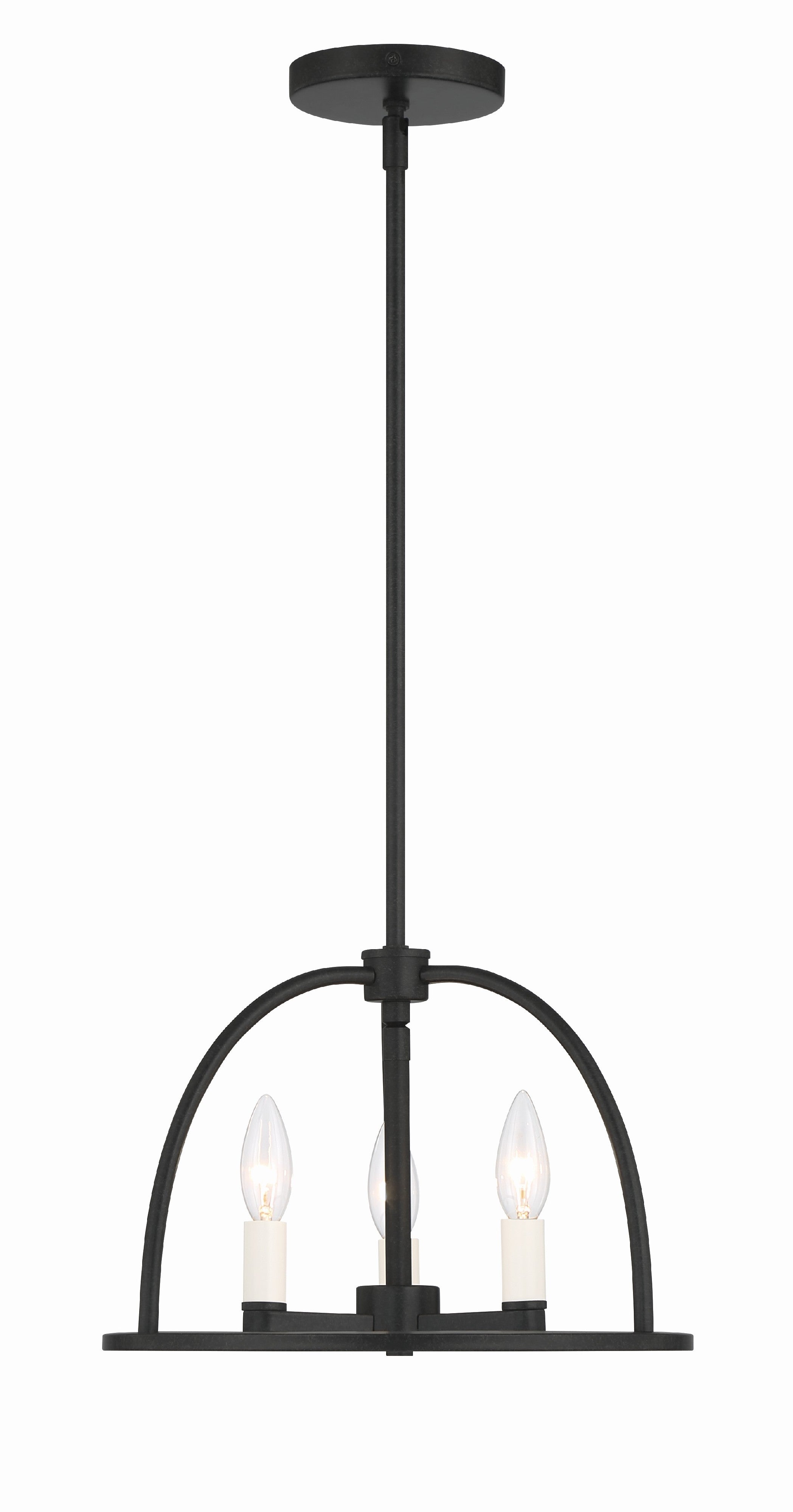Crystorama Abbott ABB-3003-BK – 13.75 Inch – 3 Light – Chandelier – Black – Dry Rated