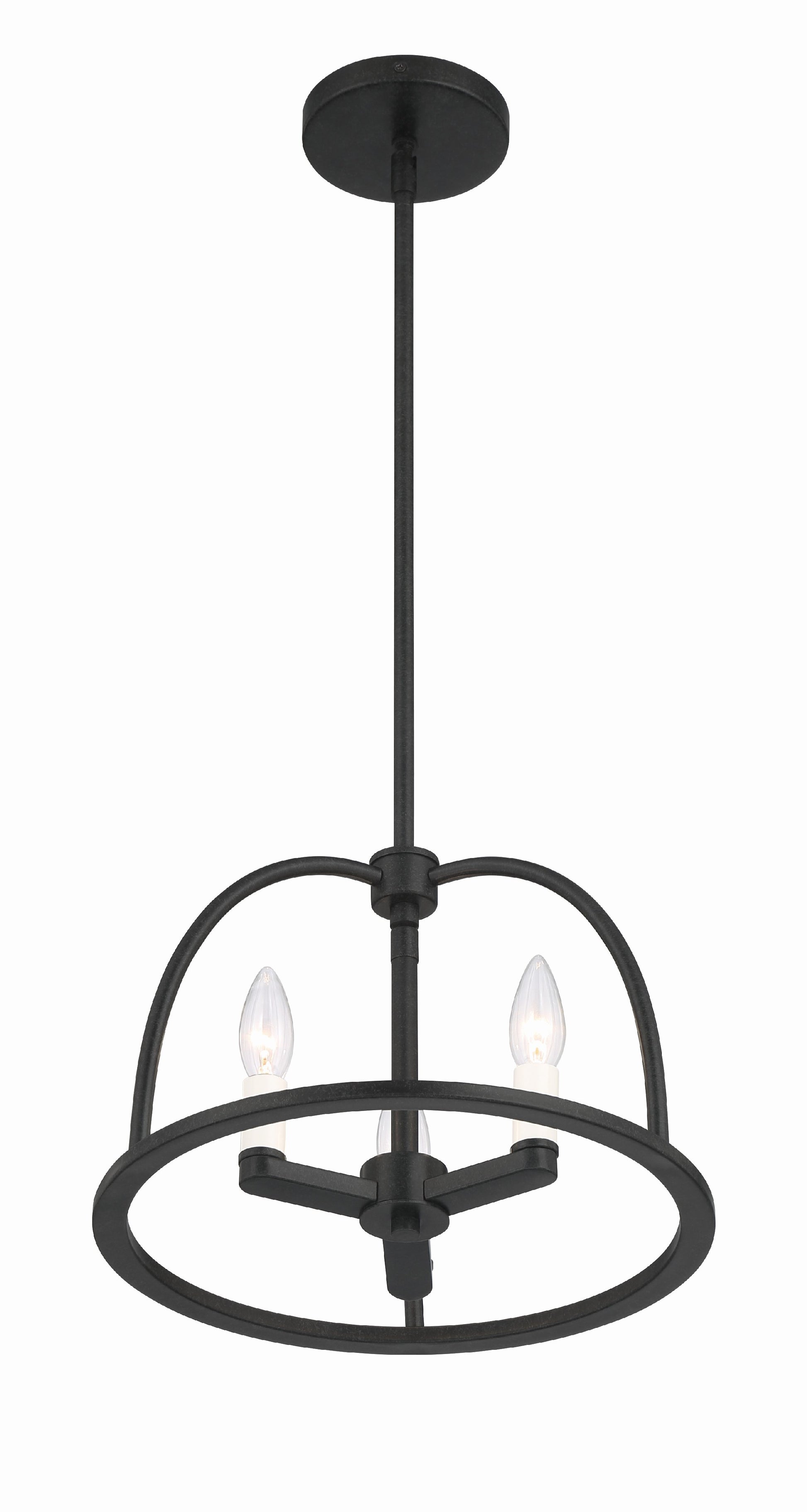 Crystorama Abbott ABB-3003-BK – 13.75 Inch – 3 Light – Chandelier – Black – Dry Rated