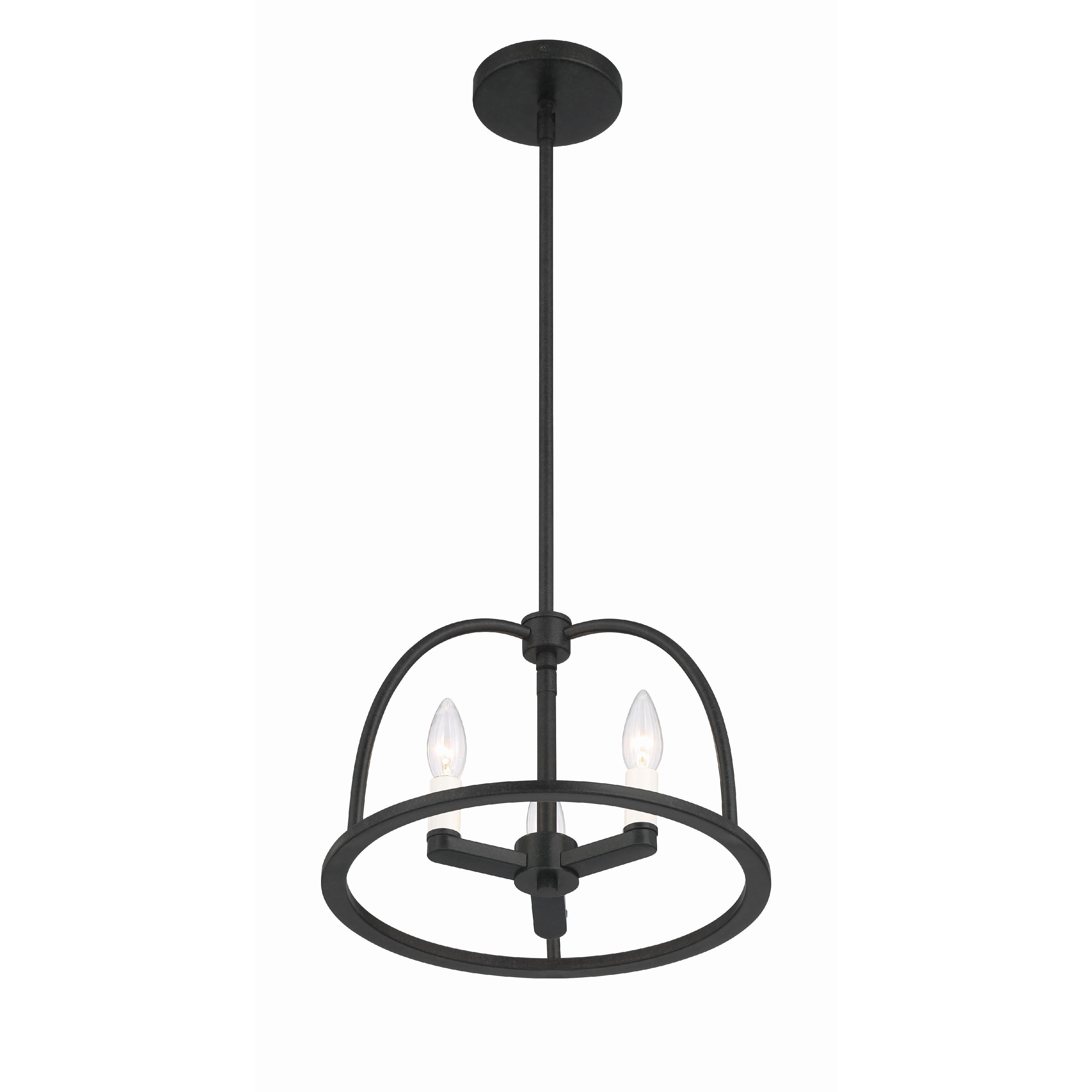 Crystorama Abbott ABB-3003-BK – 13.75 Inch – 3 Light – Chandelier – Black – Dry Rated