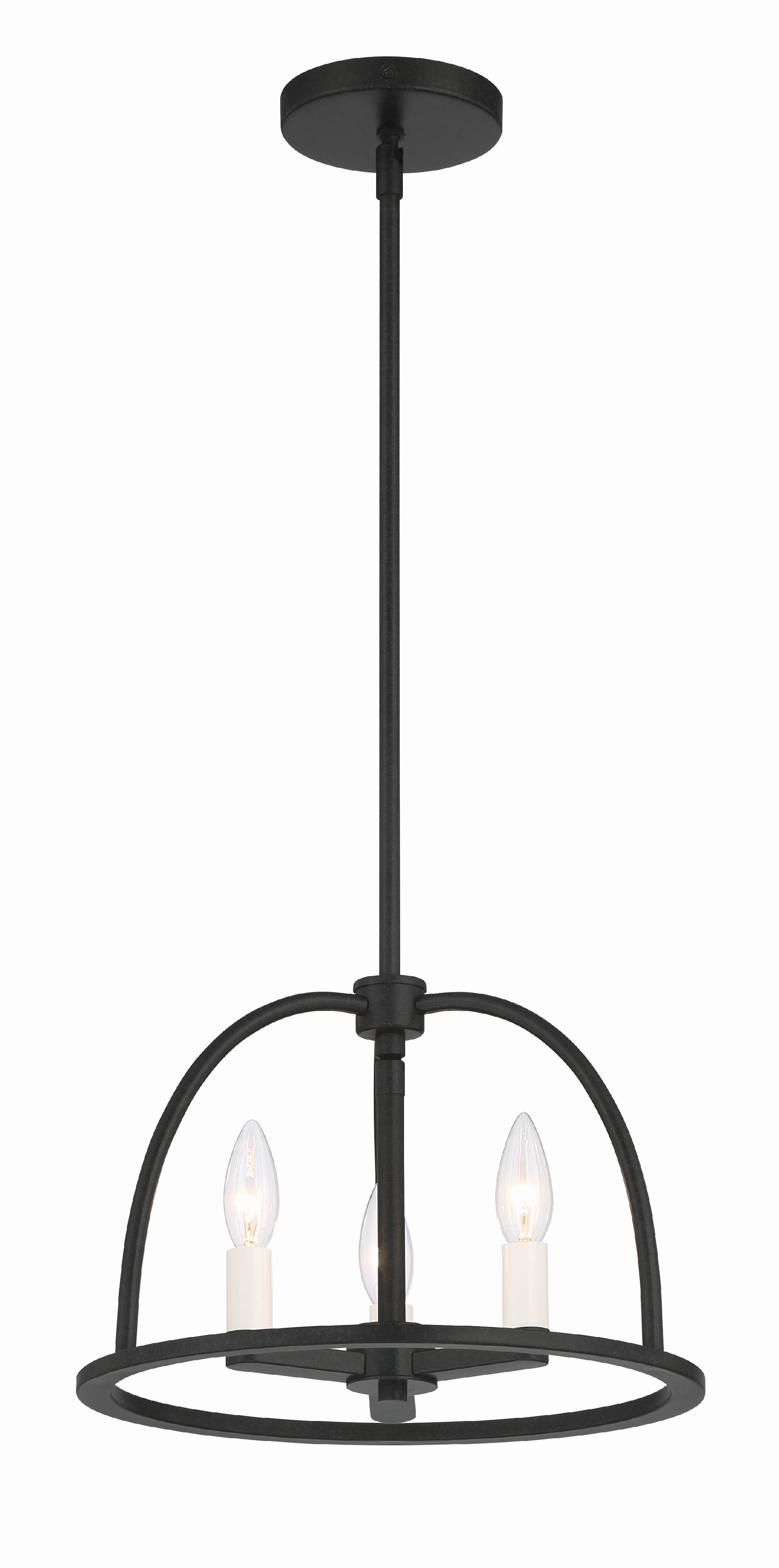 Crystorama Abbott ABB-3003-BK – 13.75 Inch – 3 Light – Chandelier – Black – Dry Rated