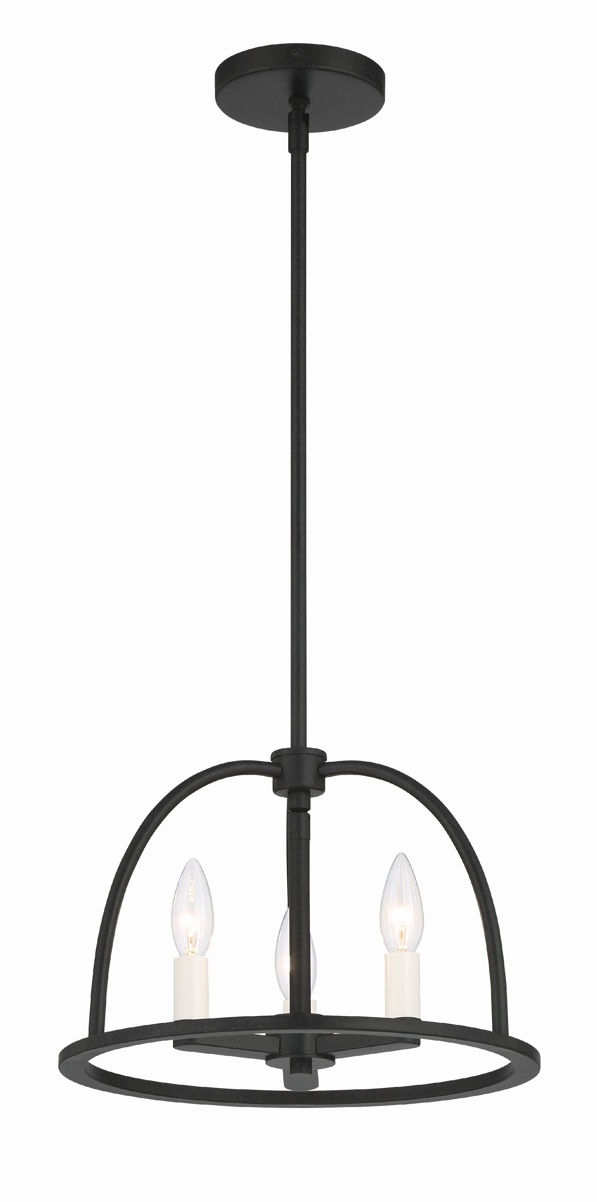 Crystorama Abbott ABB-3003-BK – 13.75 Inch – 3 Light – Chandelier – Black – Dry Rated
