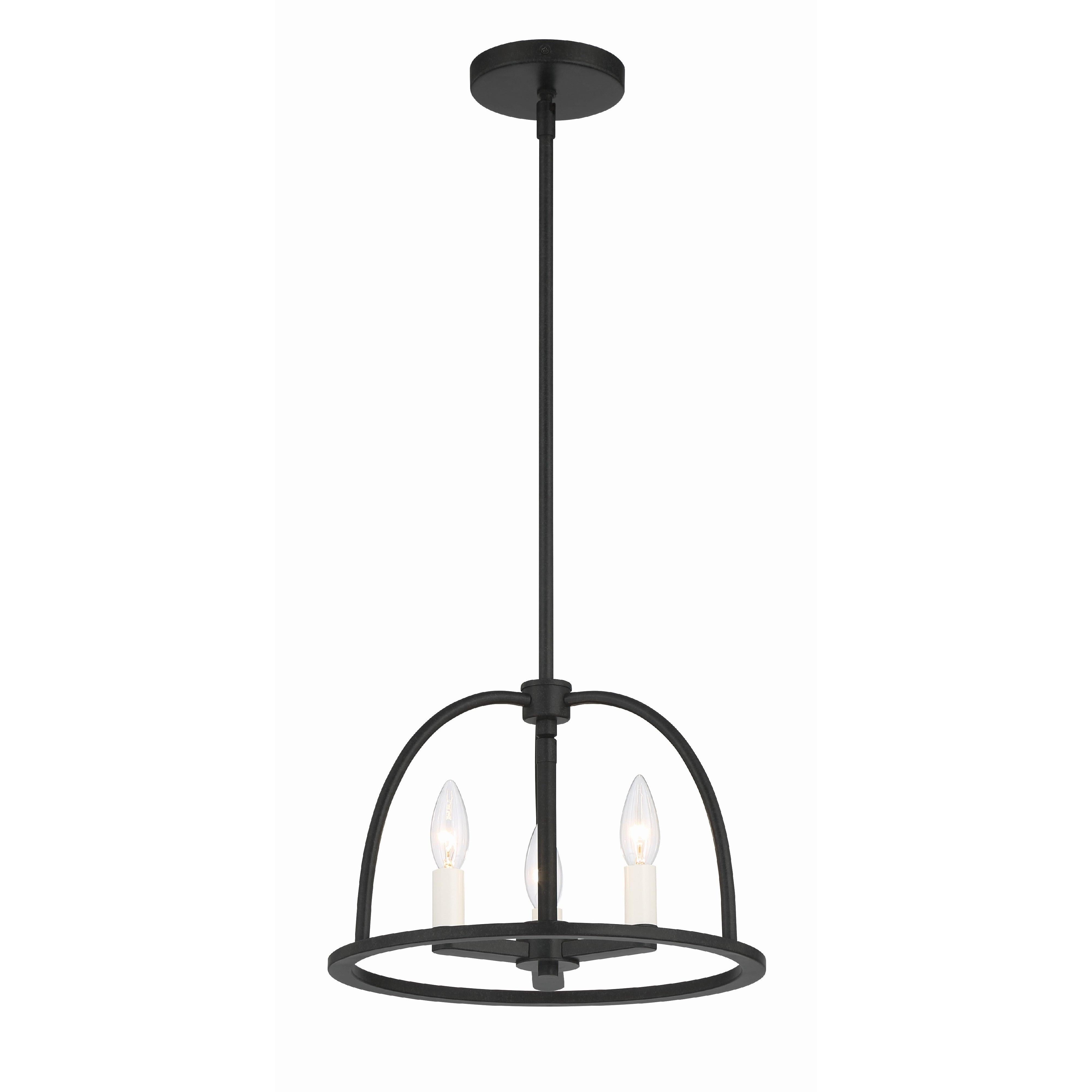 Crystorama Abbott ABB-3003-BK – 13.75 Inch – 3 Light – Chandelier – Black – Dry Rated