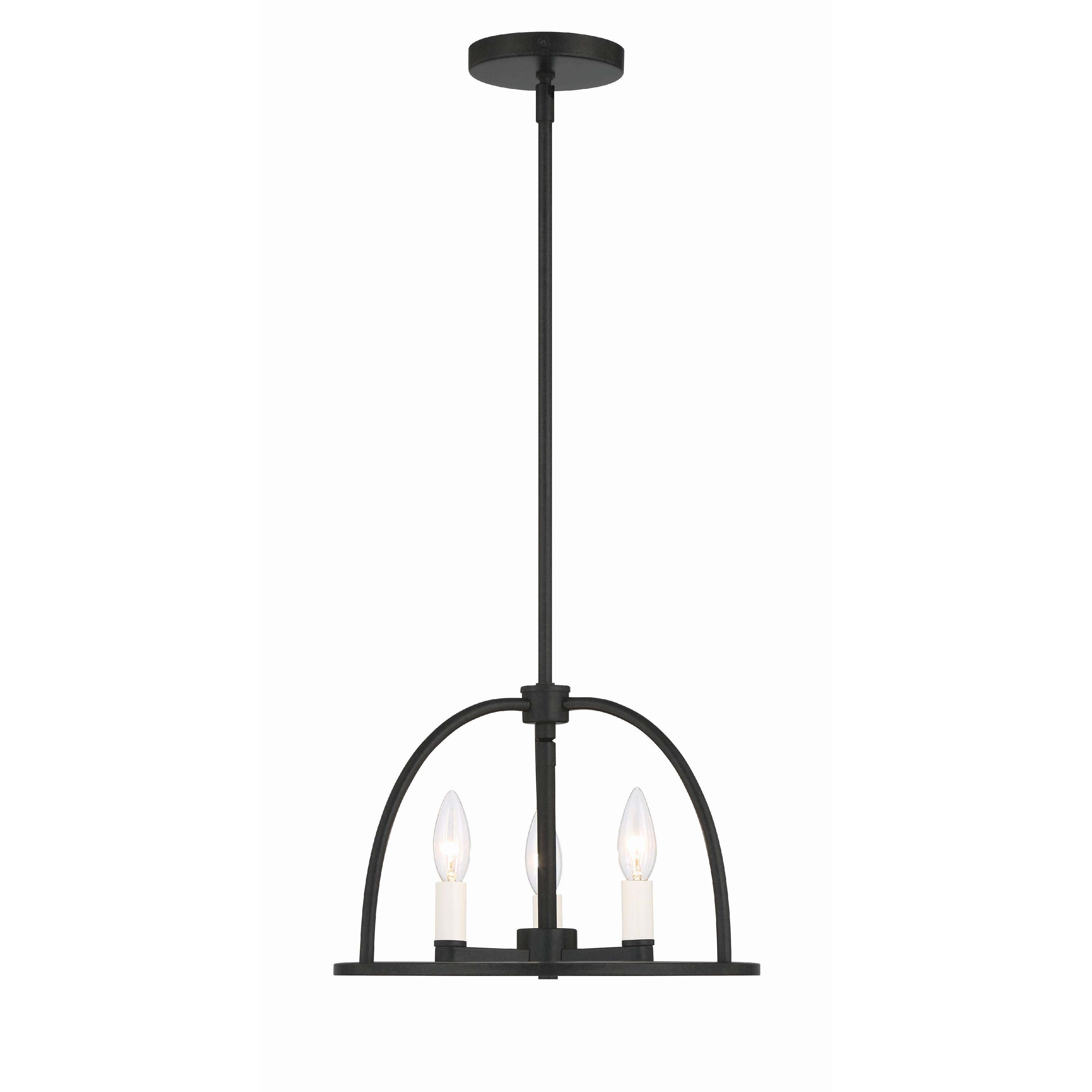 Crystorama Abbott ABB-3003-BK – 13.75 Inch – 3 Light – Chandelier – Black – Dry Rated
