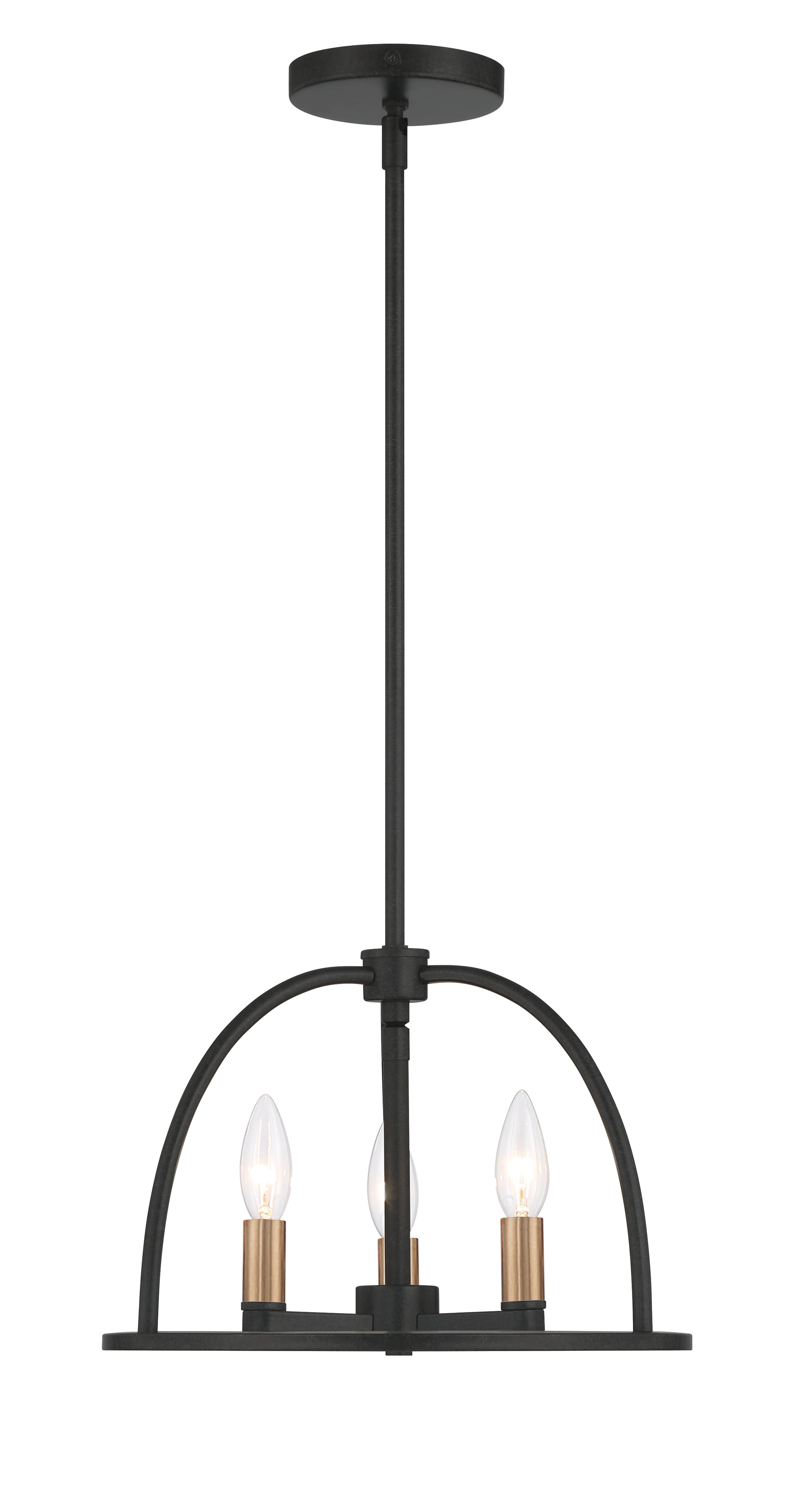 Crystorama Abbott ABB-3003-BK – 13.75 Inch – 3 Light – Chandelier – Black – Dry Rated