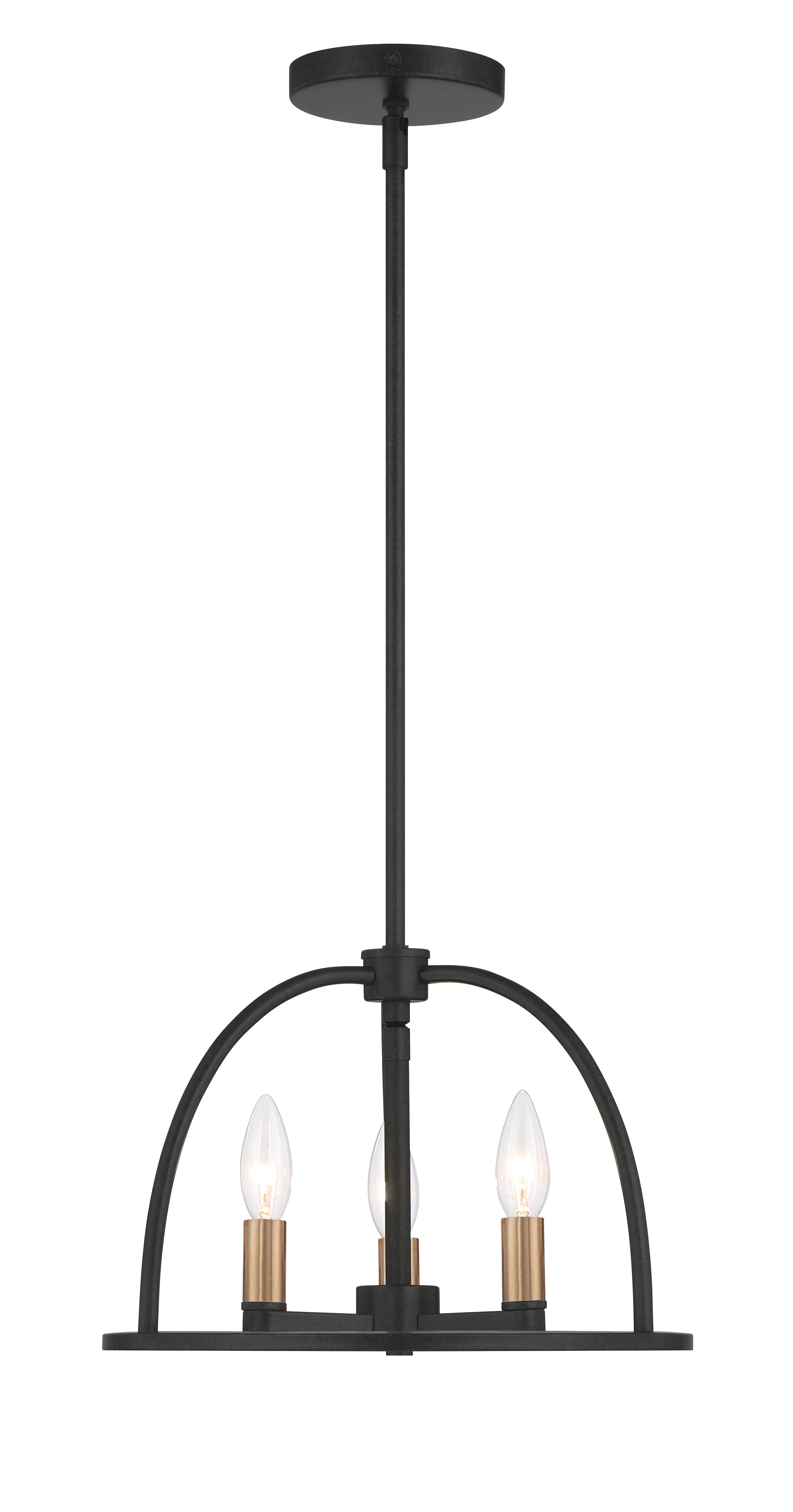 Crystorama Abbott ABB-3003-BK – 13.75 Inch – 3 Light – Chandelier – Black – Dry Rated