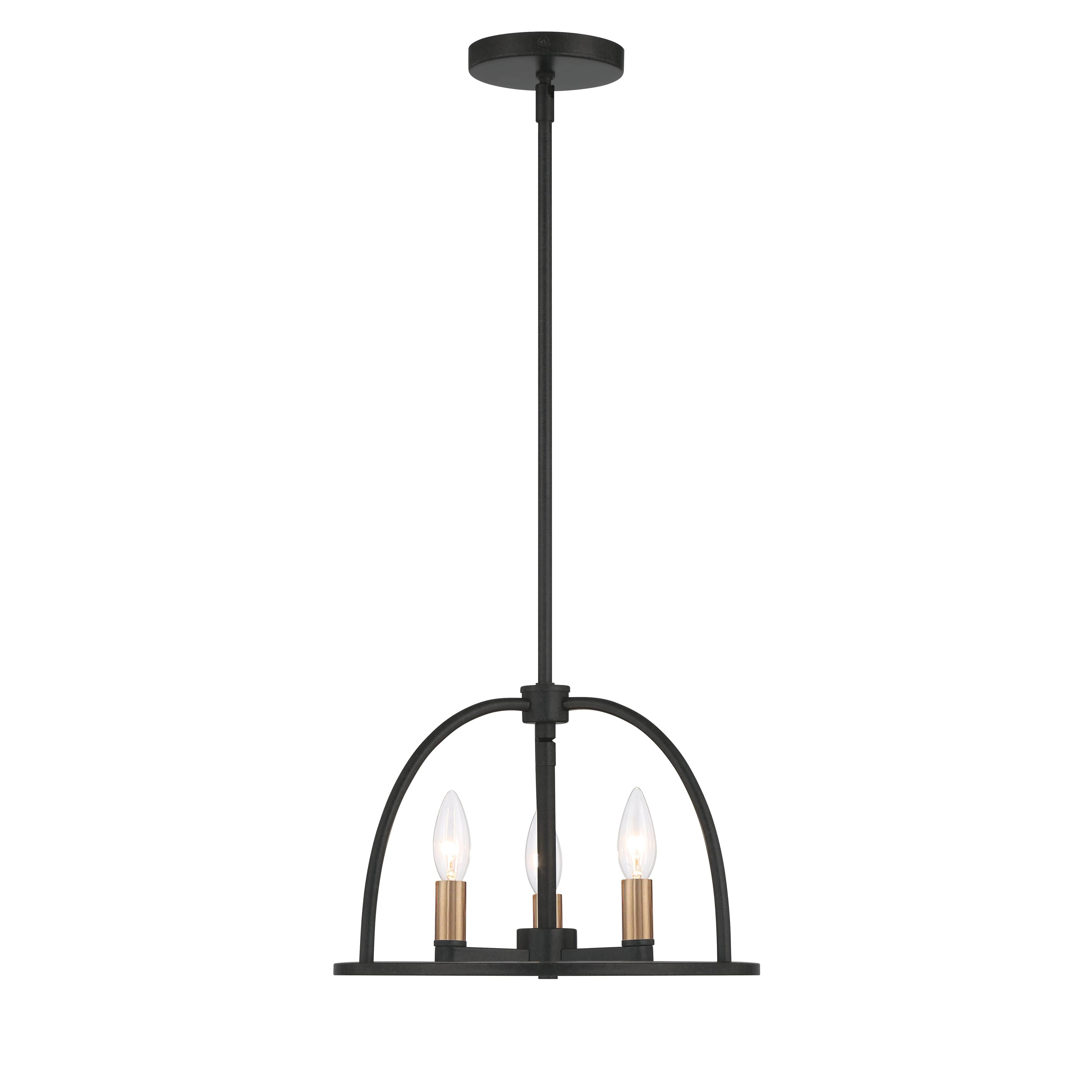 Crystorama Abbott ABB-3003-BK – 13.75 Inch – 3 Light – Chandelier – Black – Dry Rated