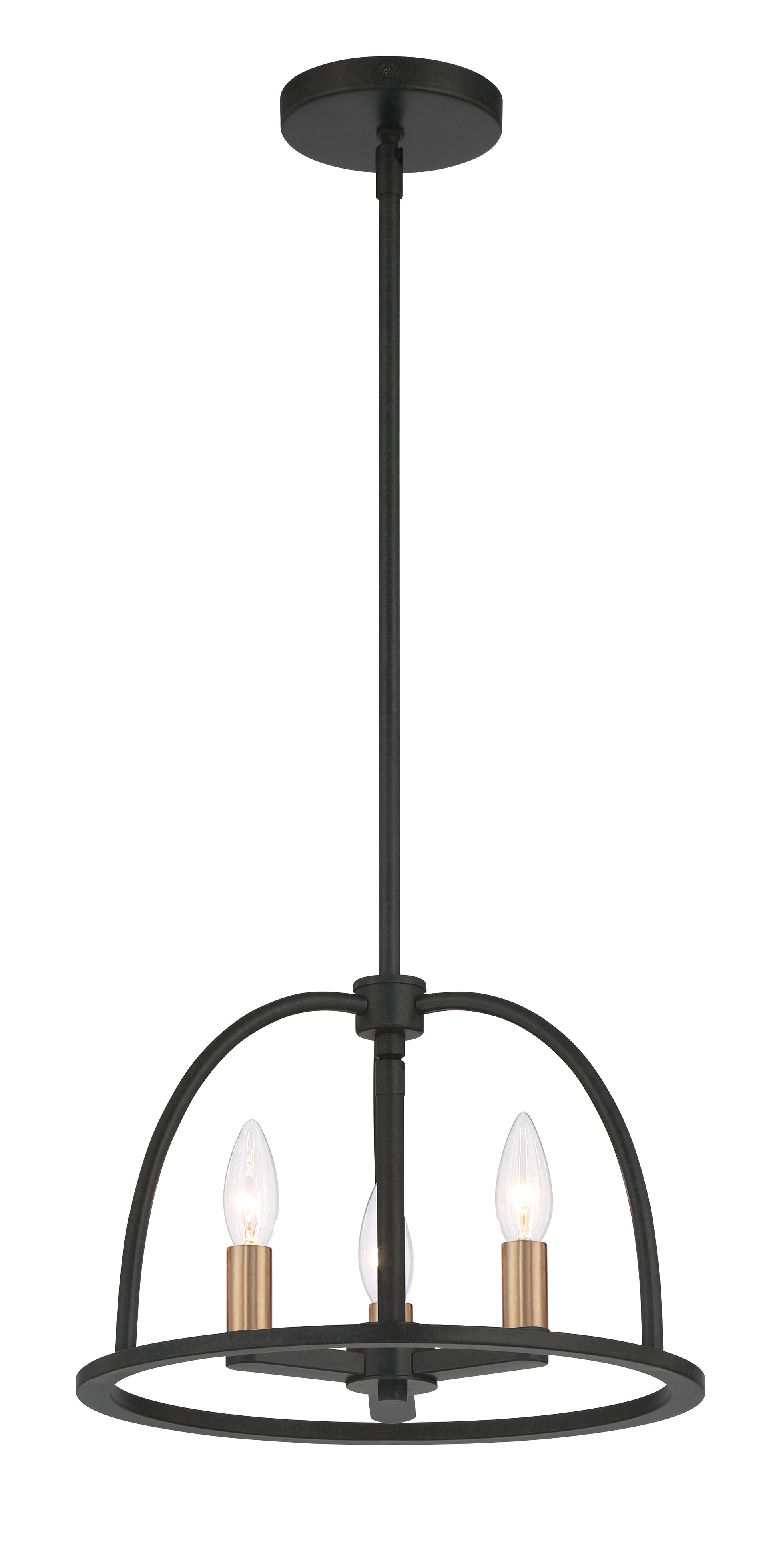 Crystorama Abbott ABB-3003-BK – 13.75 Inch – 3 Light – Chandelier – Black – Dry Rated