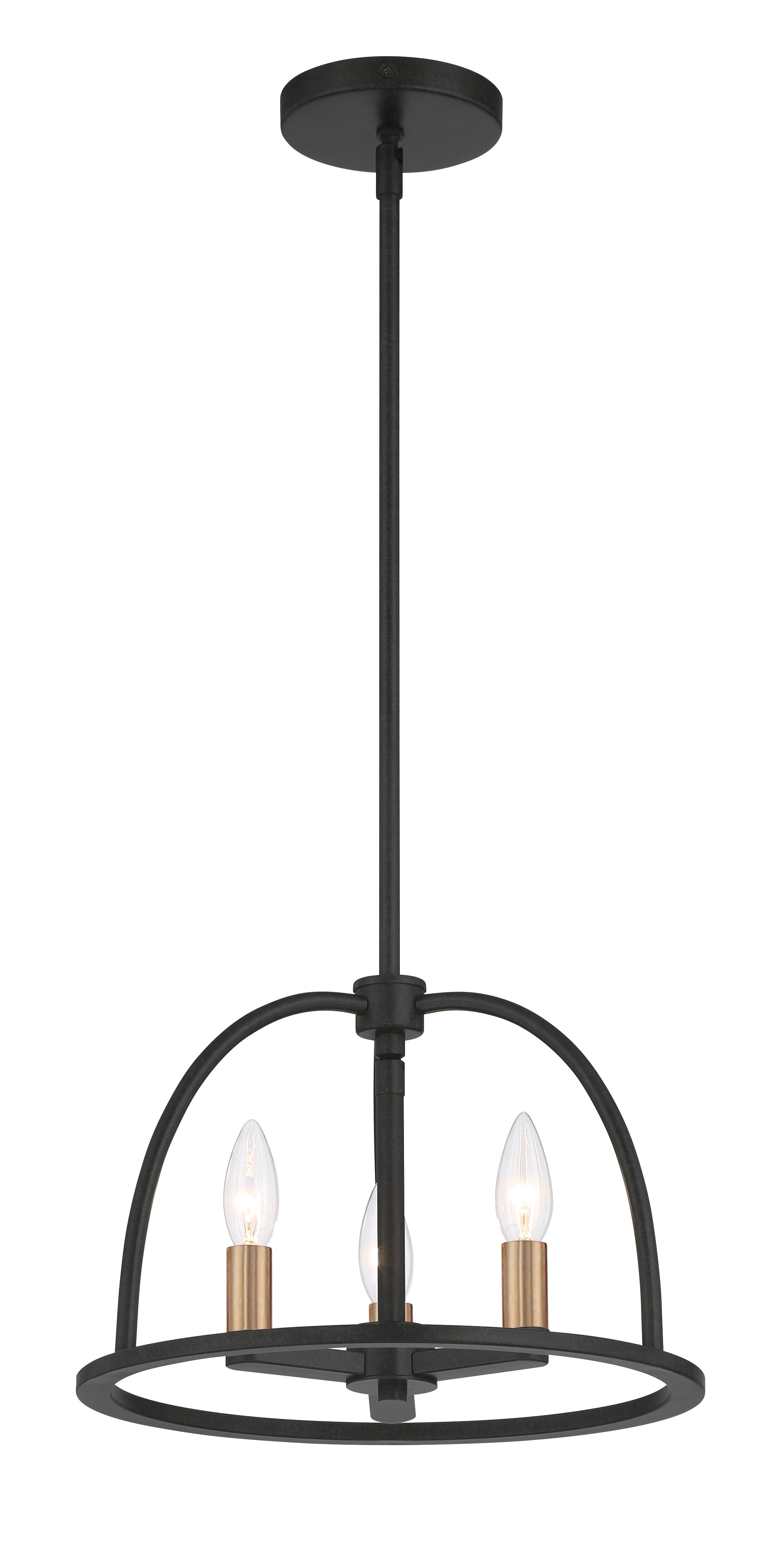 Crystorama Abbott ABB-3003-BK – 13.75 Inch – 3 Light – Chandelier – Black – Dry Rated