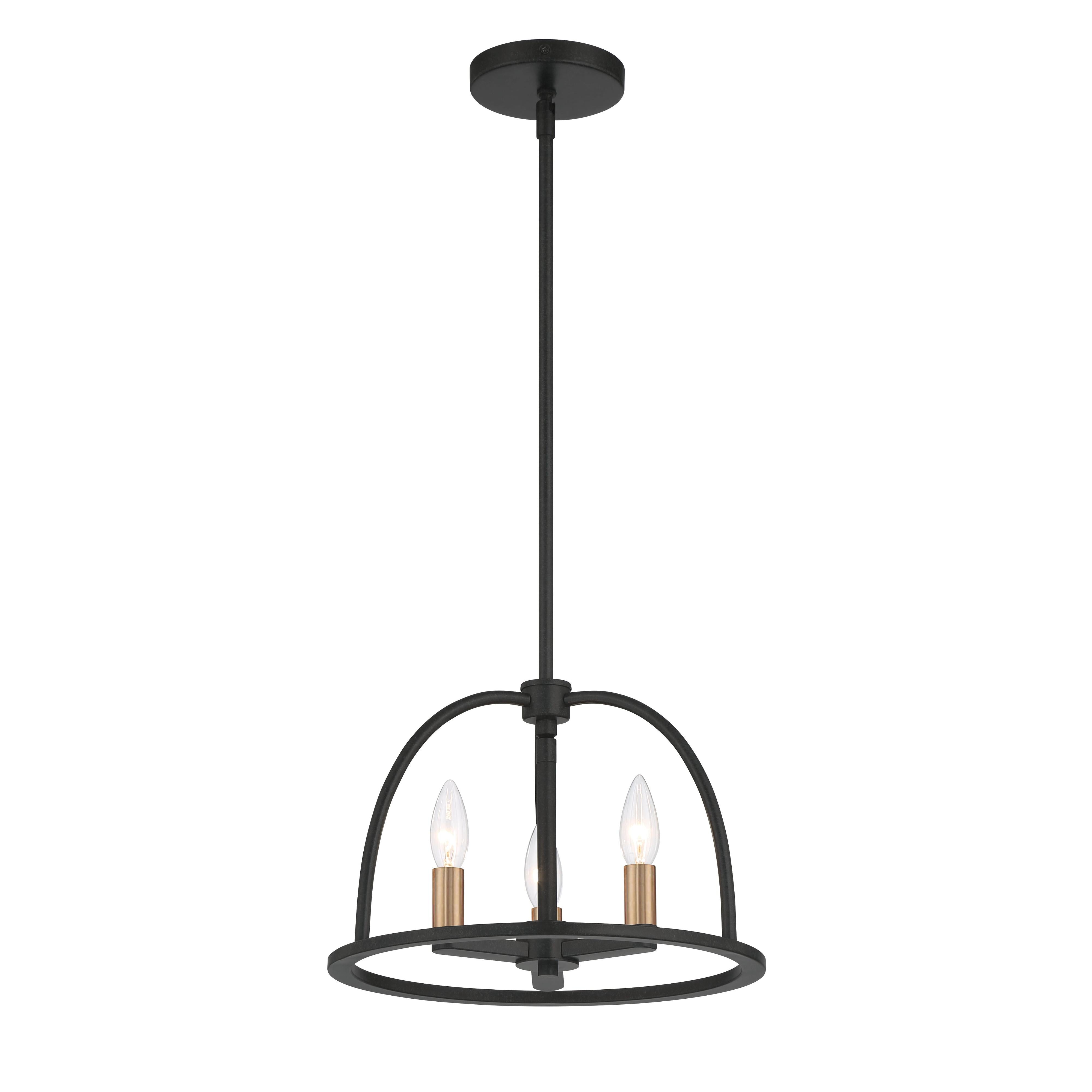 Crystorama Abbott ABB-3003-BK – 13.75 Inch – 3 Light – Chandelier – Black – Dry Rated