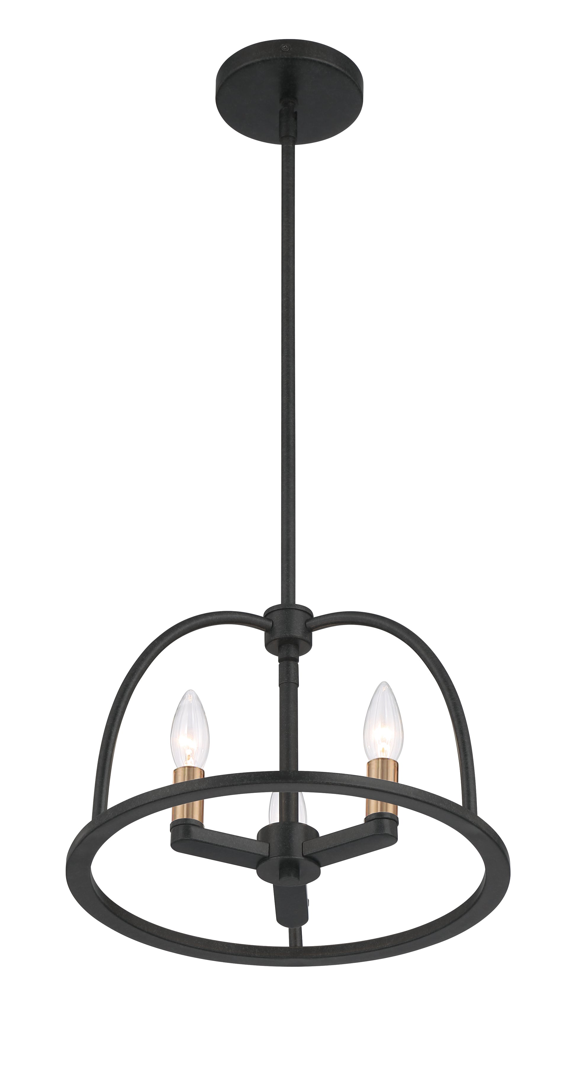 Crystorama Abbott ABB-3003-BK – 13.75 Inch – 3 Light – Chandelier – Black – Dry Rated