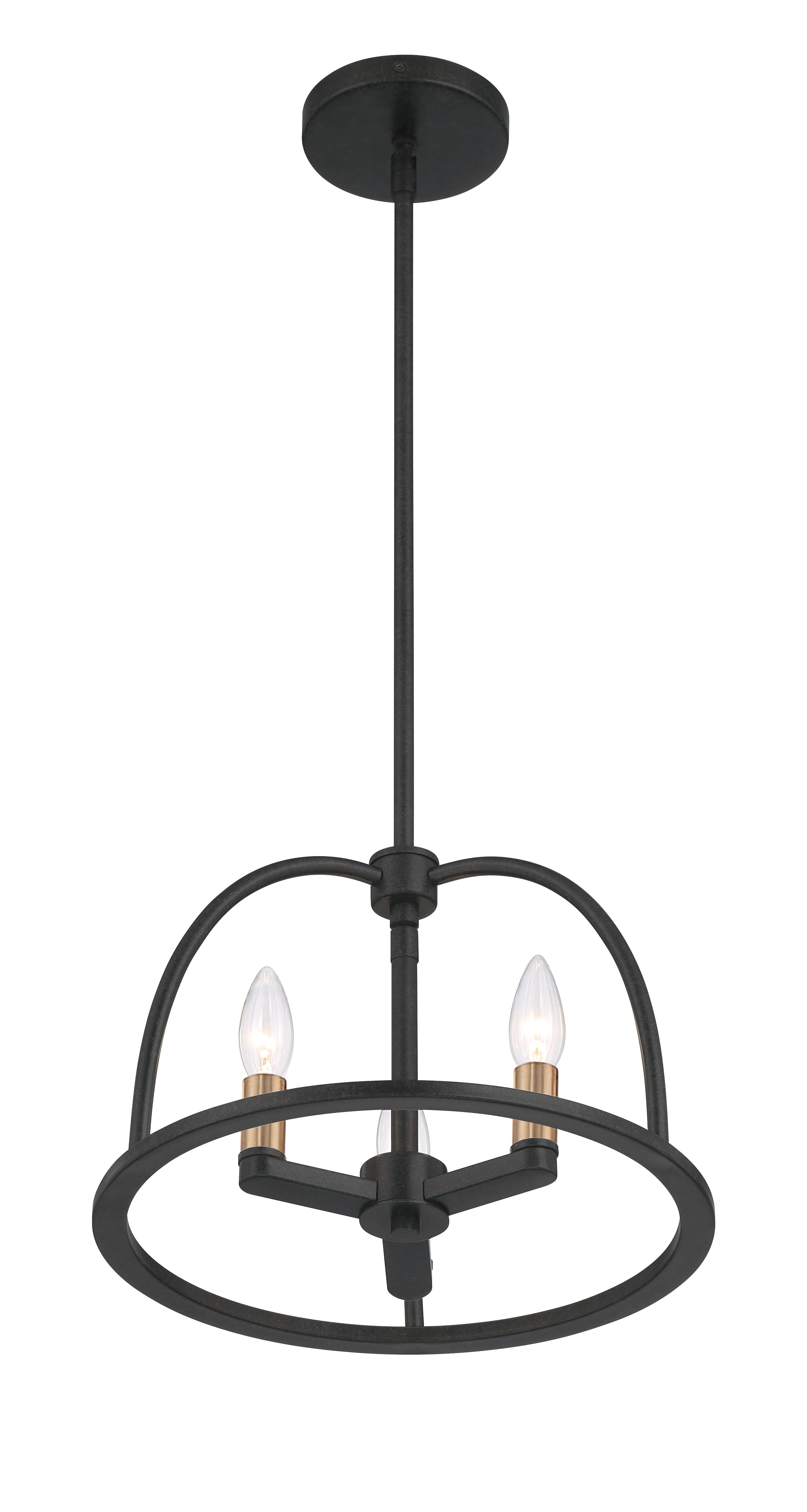 Crystorama Abbott ABB-3003-BK – 13.75 Inch – 3 Light – Chandelier – Black – Dry Rated