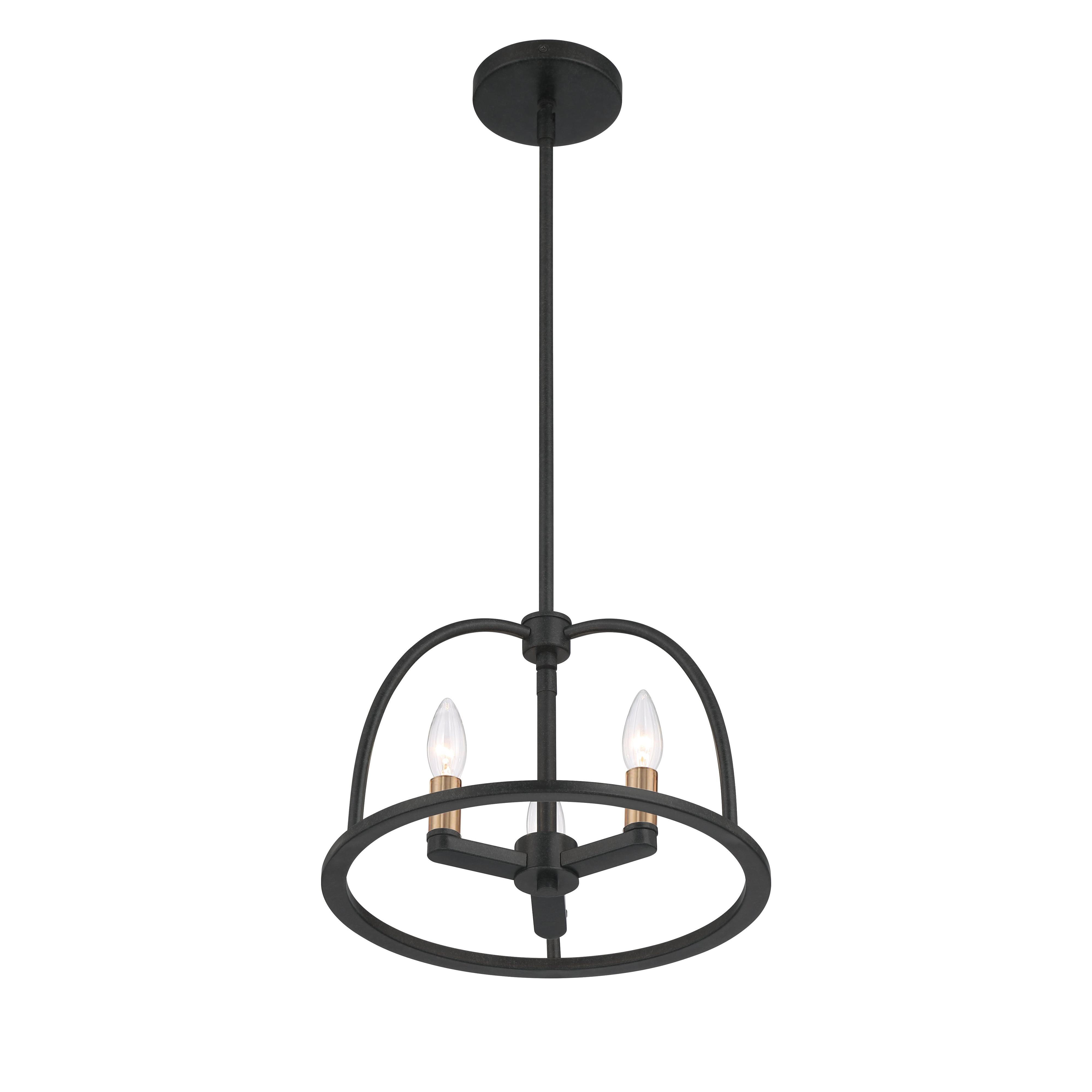 Crystorama Abbott ABB-3003-BK – 13.75 Inch – 3 Light – Chandelier – Black – Dry Rated