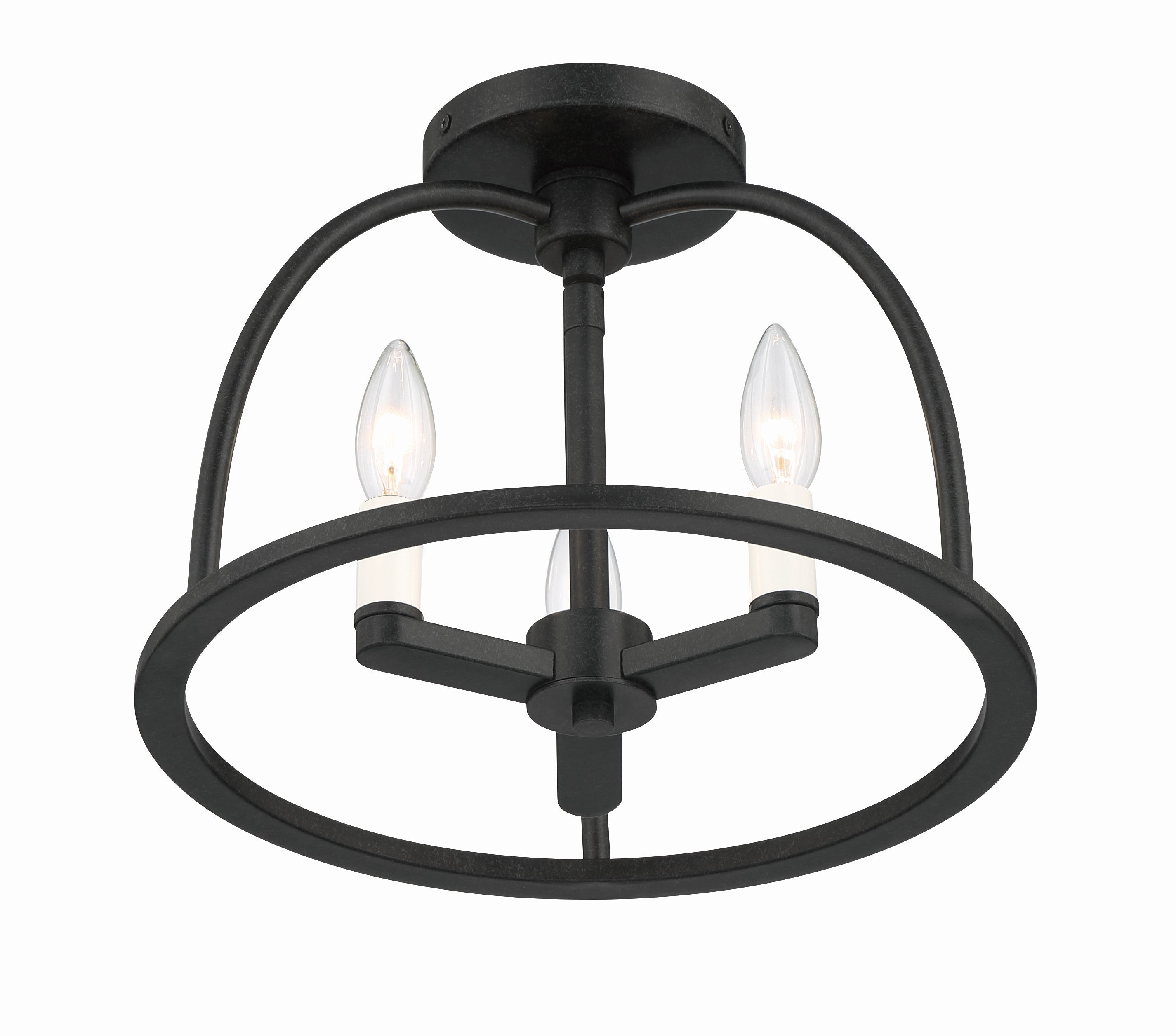 Crystorama Abbott ABB-3003-BK_CEILING – 13.75 Inch – 3 Light – Semi Flush Mount Light – Black – Dry Rated