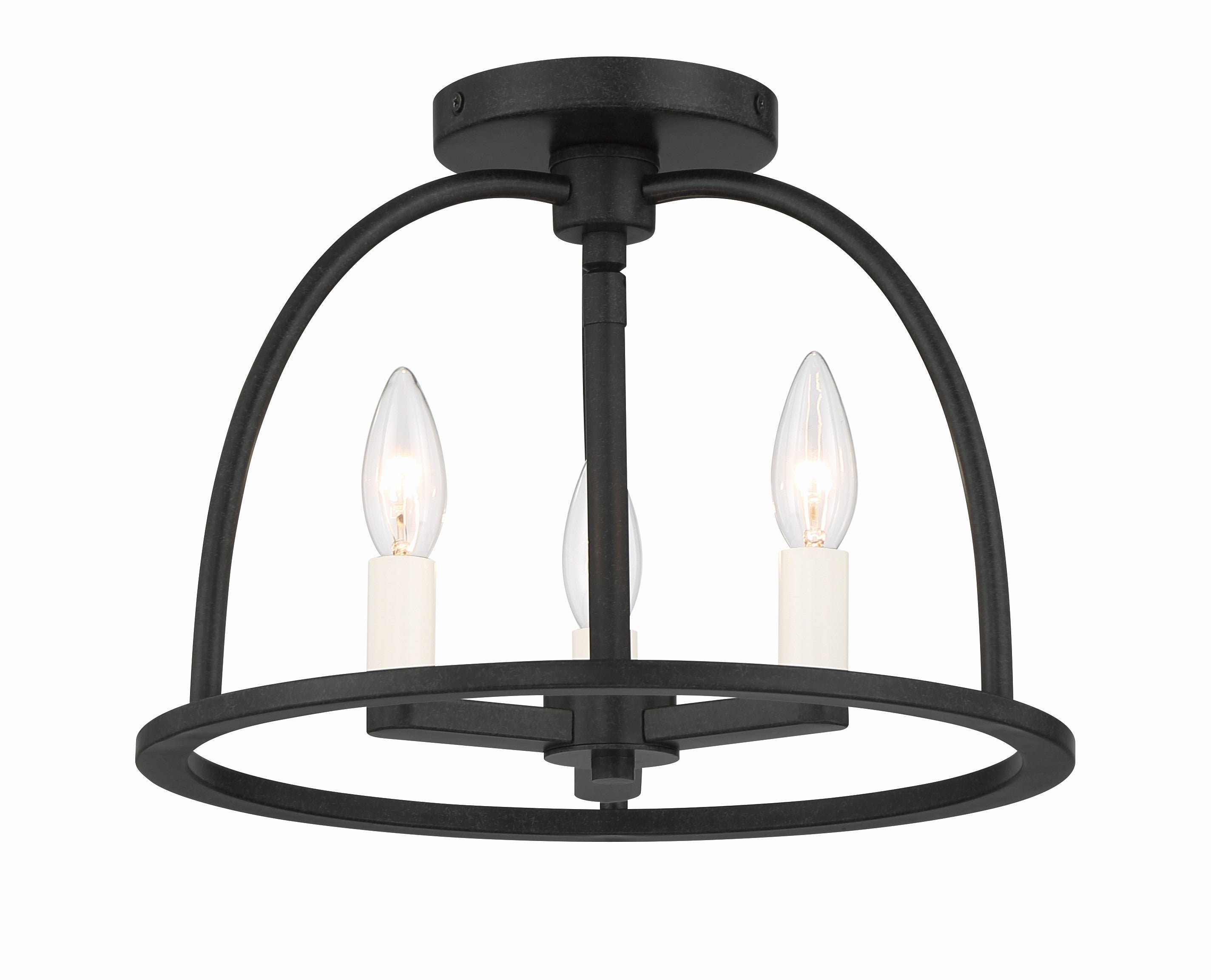 Crystorama Abbott ABB-3003-BK_CEILING – 13.75 Inch – 3 Light – Semi Flush Mount Light – Black – Dry Rated