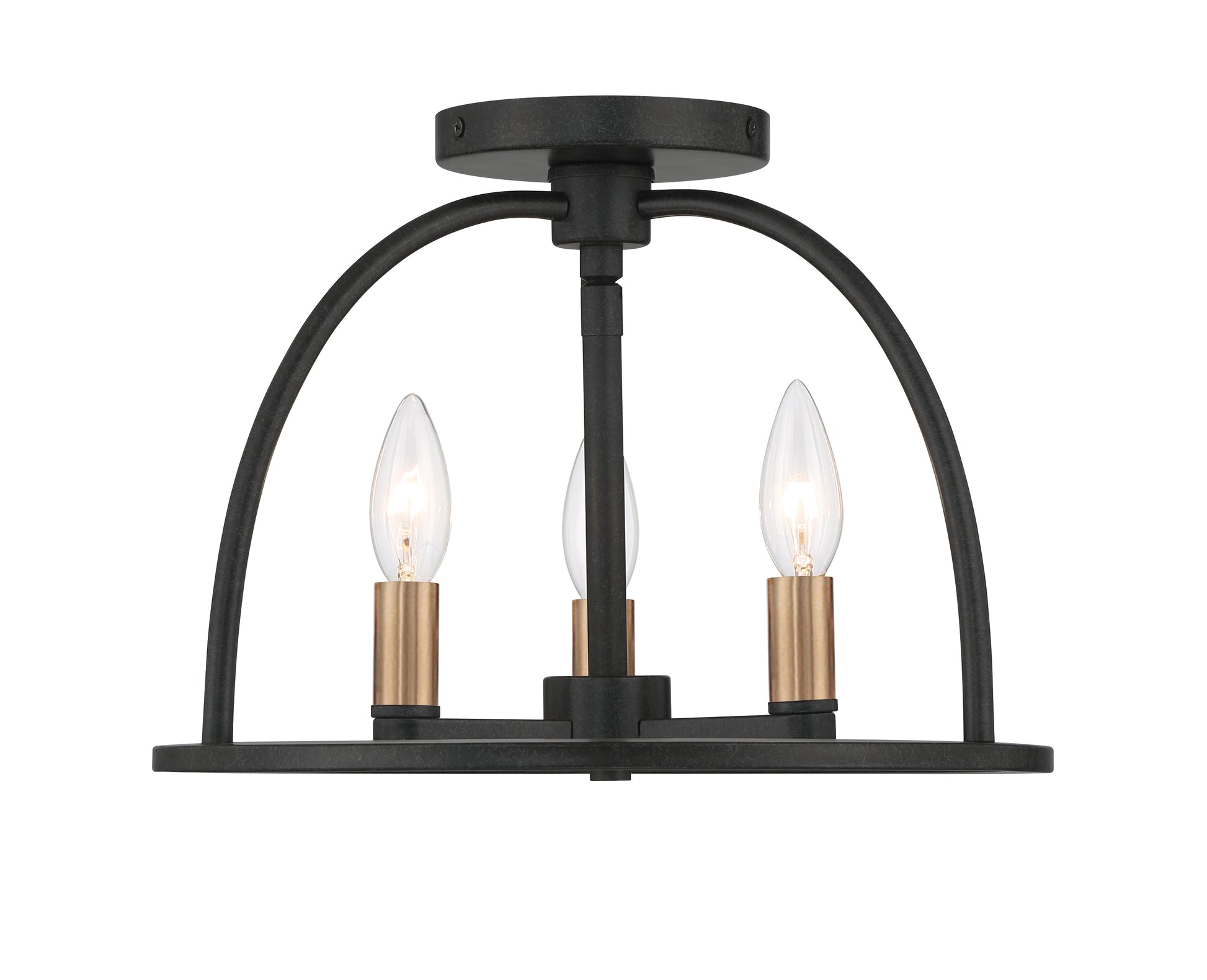 Crystorama Abbott ABB-3003-BK_CEILING – 13.75 Inch – 3 Light – Semi Flush Mount Light – Black – Dry Rated