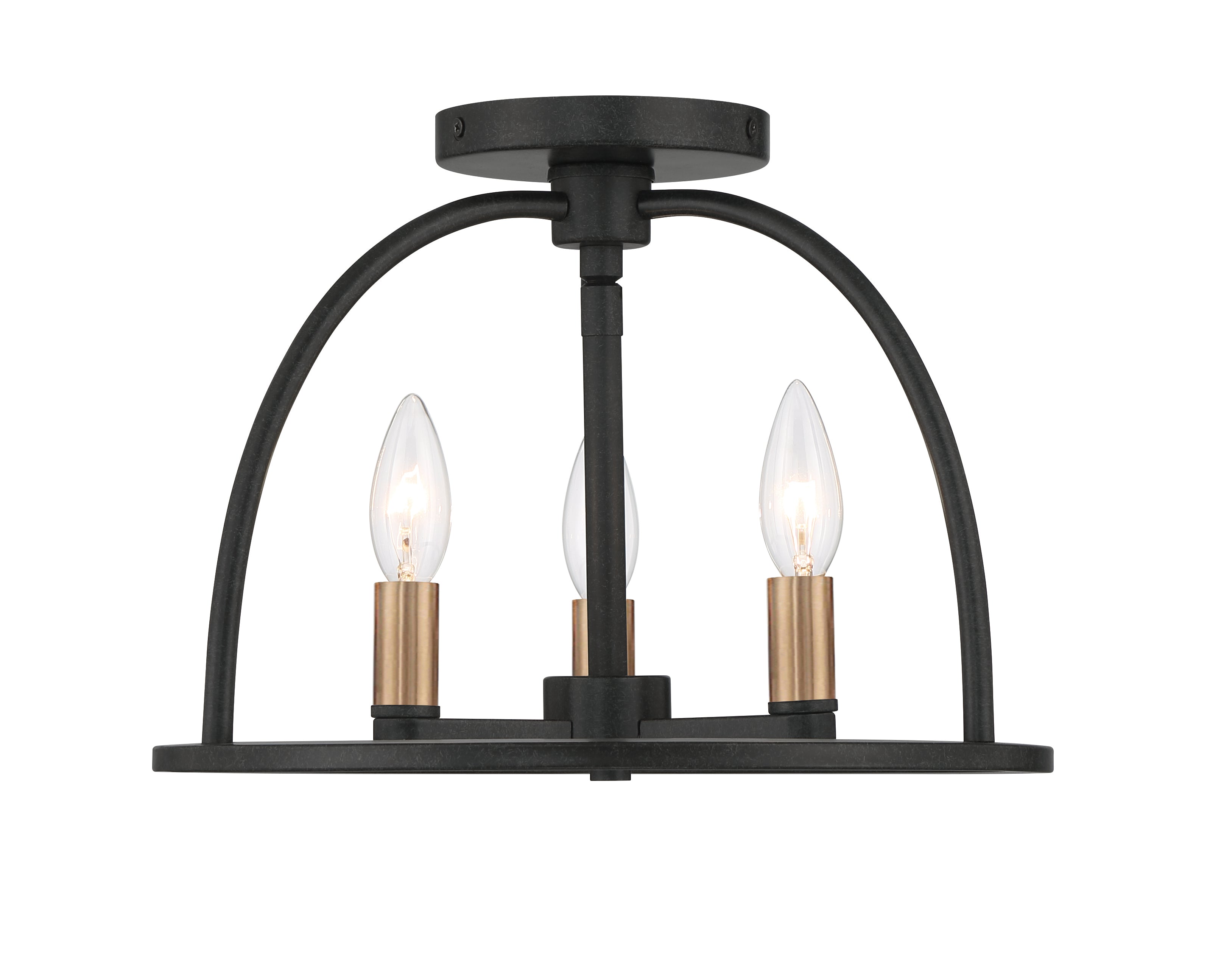 Crystorama Abbott ABB-3003-BK_CEILING – 13.75 Inch – 3 Light – Semi Flush Mount Light – Black – Dry Rated