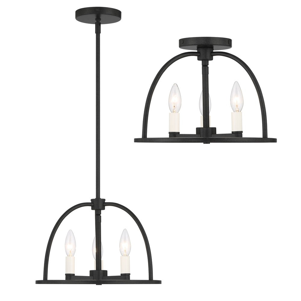 Crystorama ABBOTT ABB-3003-BK_CEILING Semi Flush Mt Modern - Black