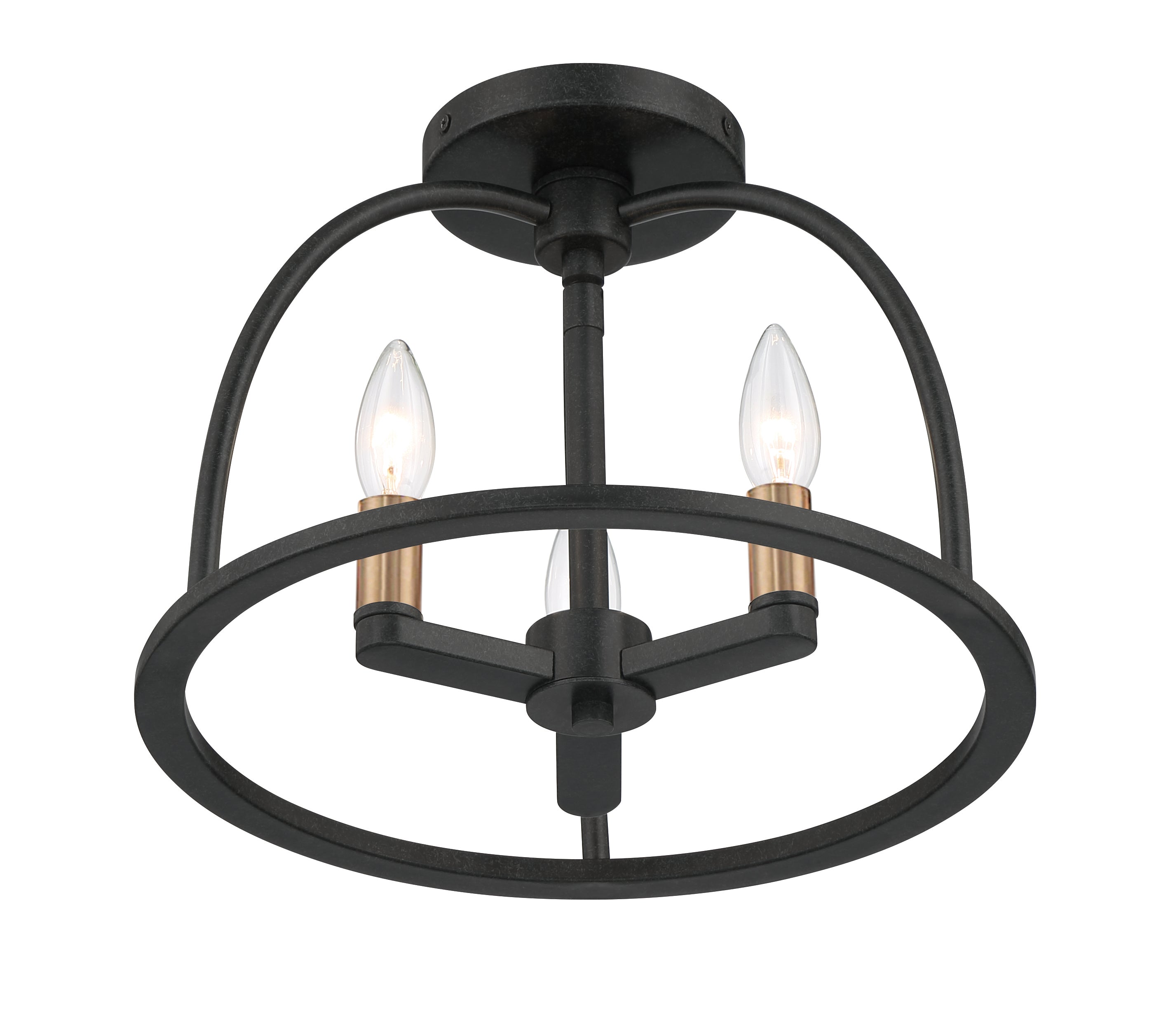 Crystorama Abbott ABB-3003-BK_CEILING – 13.75 Inch – 3 Light – Semi Flush Mount Light – Black – Dry Rated