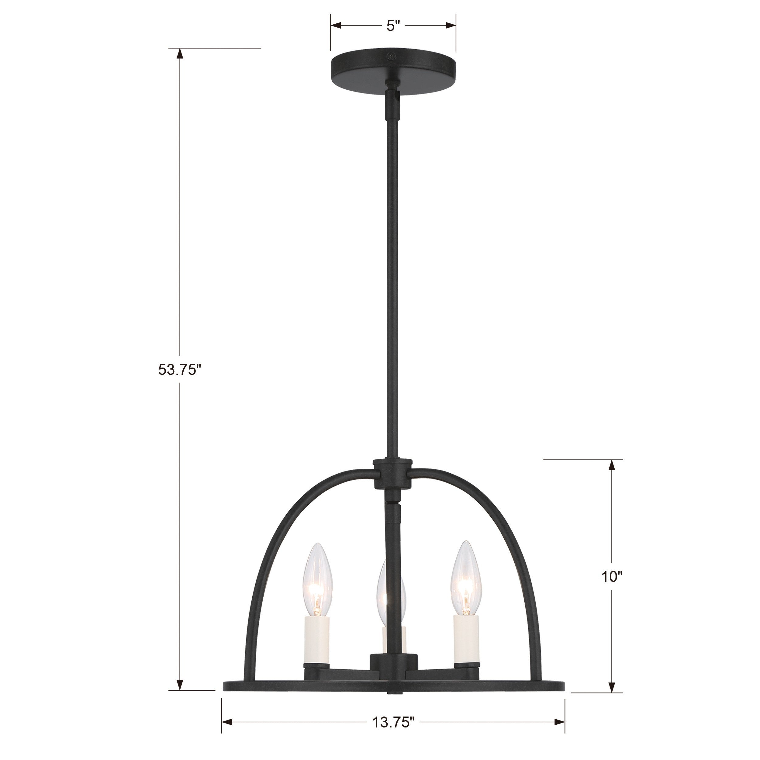Crystorama Abbott ABB-3003-BK – 13.75 Inch – 3 Light – Chandelier – Black – Dry Rated