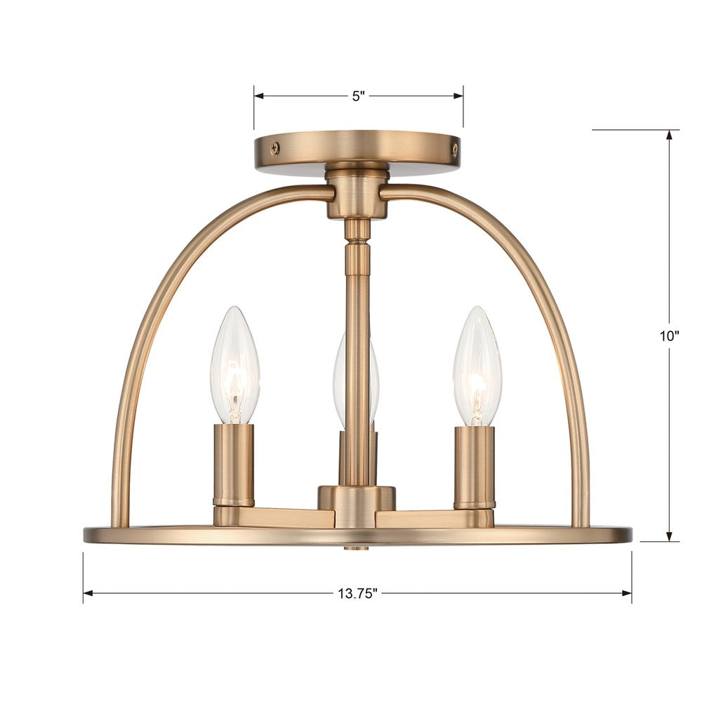 Crystorama ABBOTT ABB-3003-VG_CEILING Semi Flush Mt Modern - Vibrant Gold