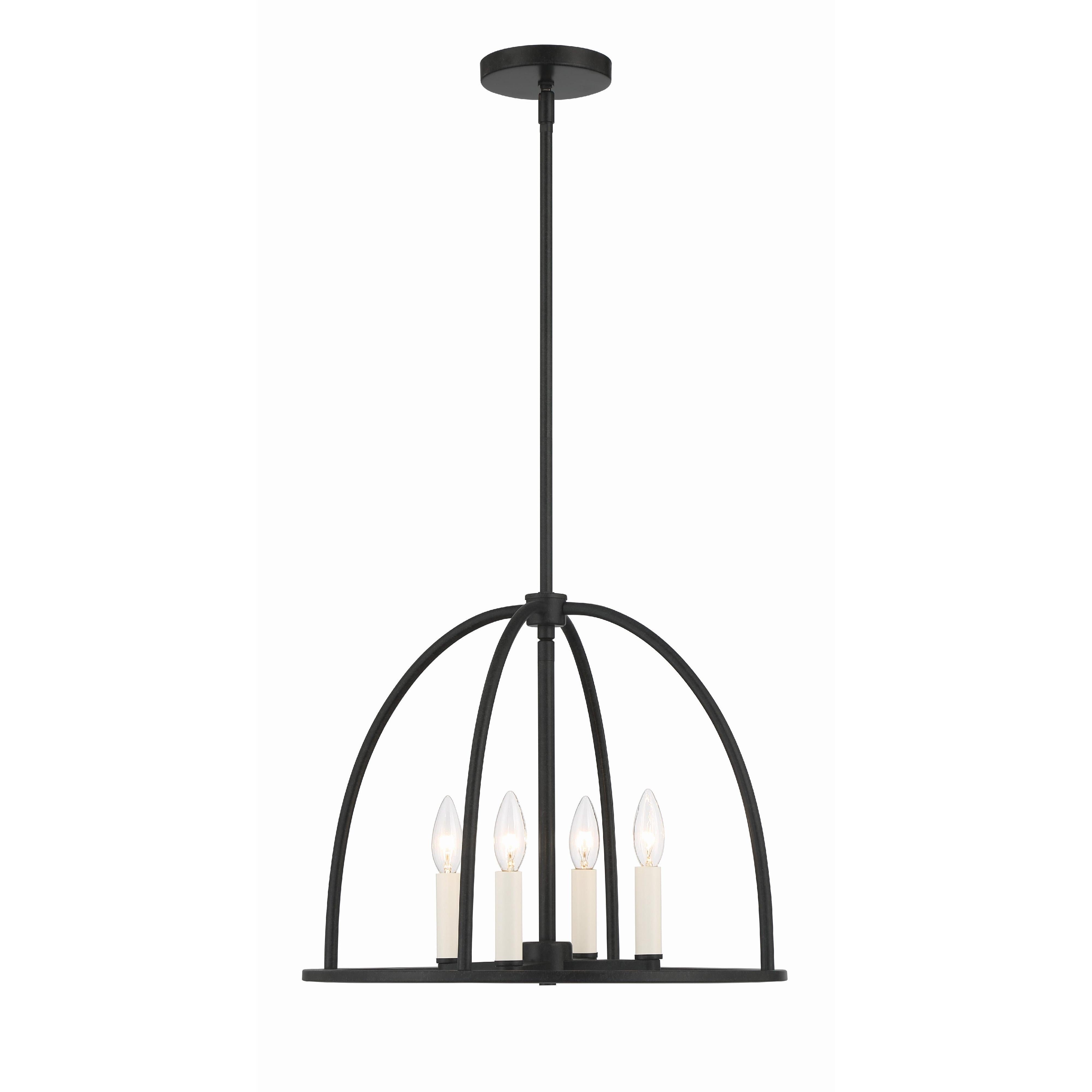 Crystorama Abbott ABB-3004-BK – 18.25 Inch – 4 Light – Chandelier – Black – Dry Rated