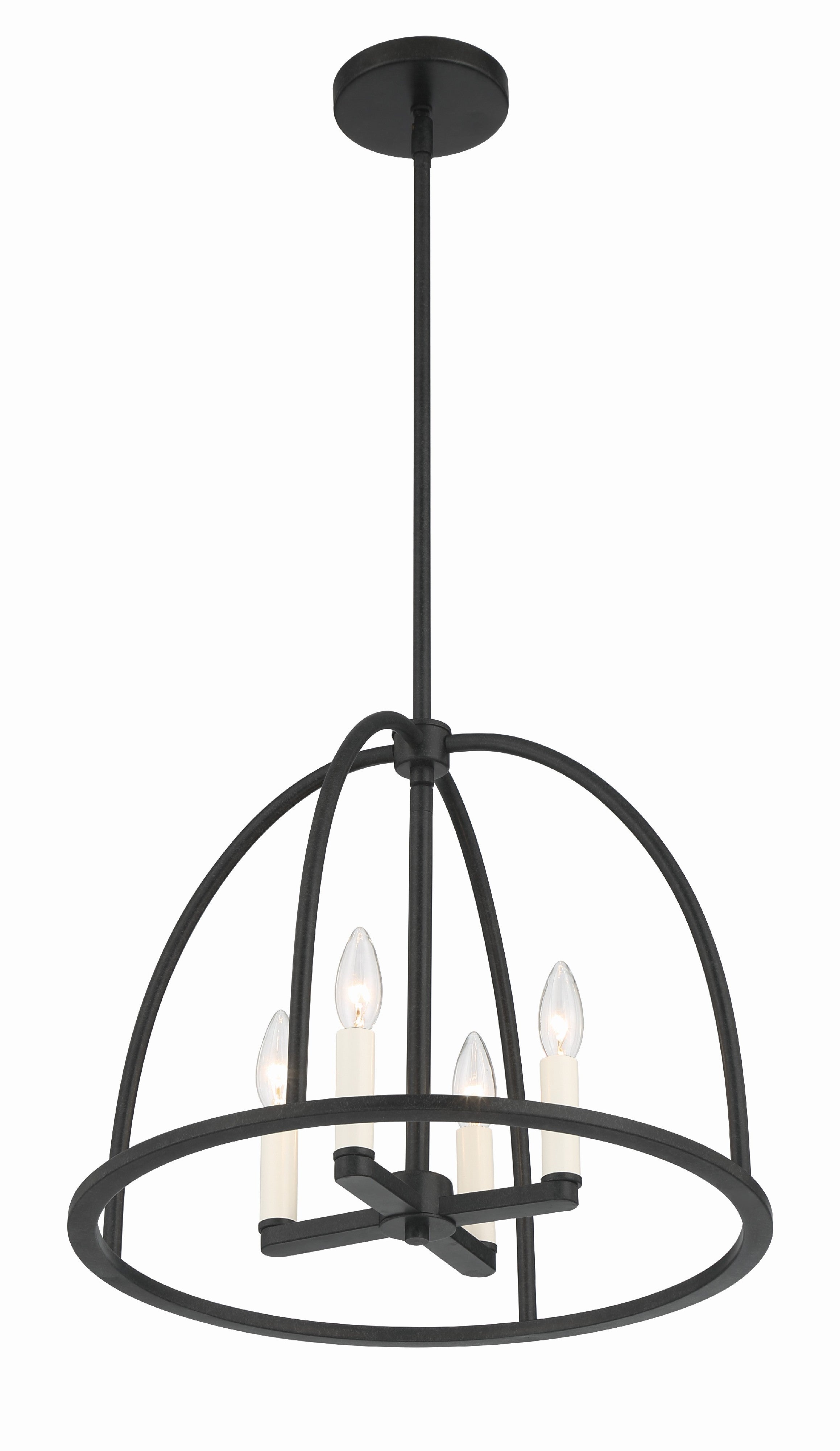Crystorama Abbott ABB-3004-BK – 18.25 Inch – 4 Light – Chandelier – Black – Dry Rated