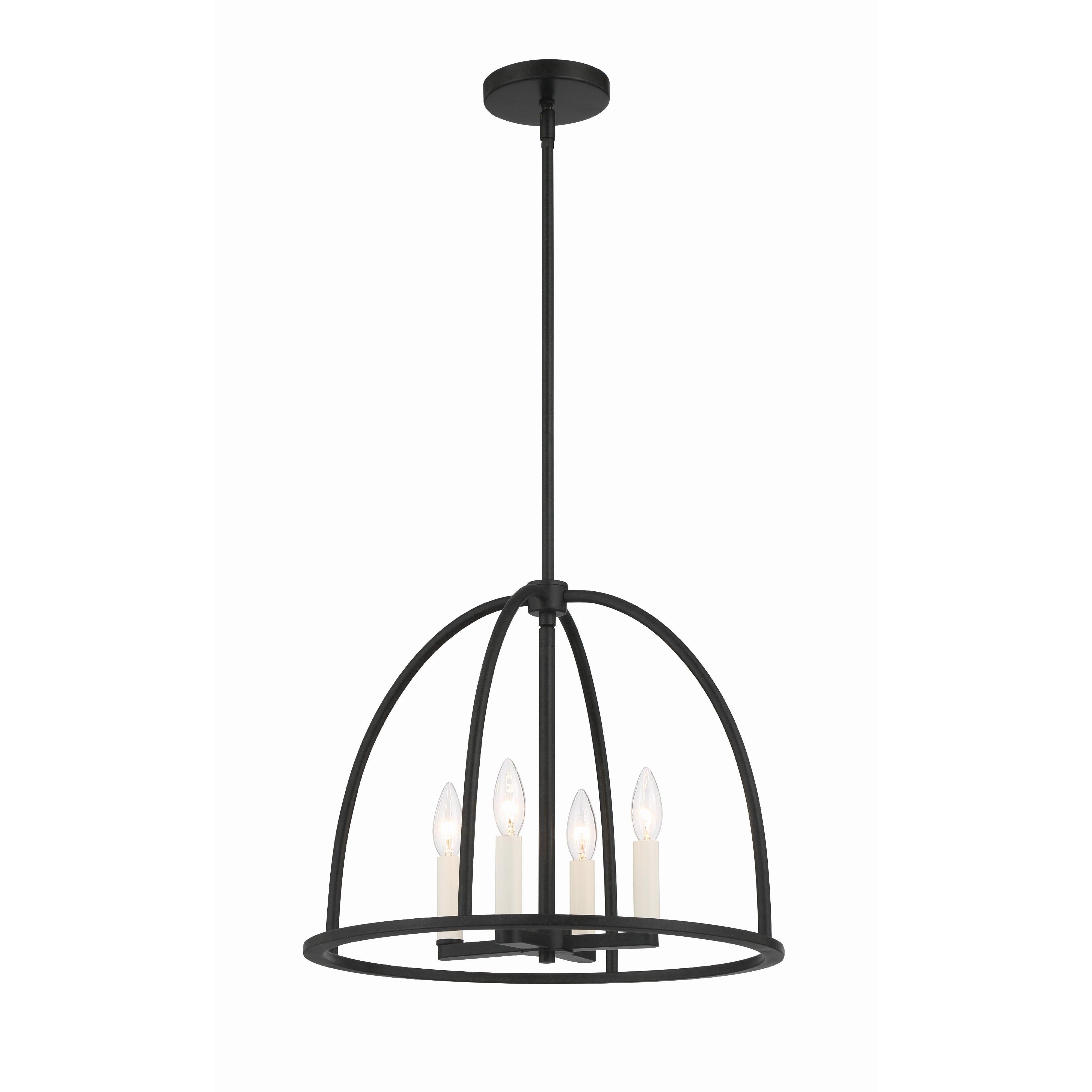 Crystorama Abbott ABB-3004-BK – 18.25 Inch – 4 Light – Chandelier – Black – Dry Rated