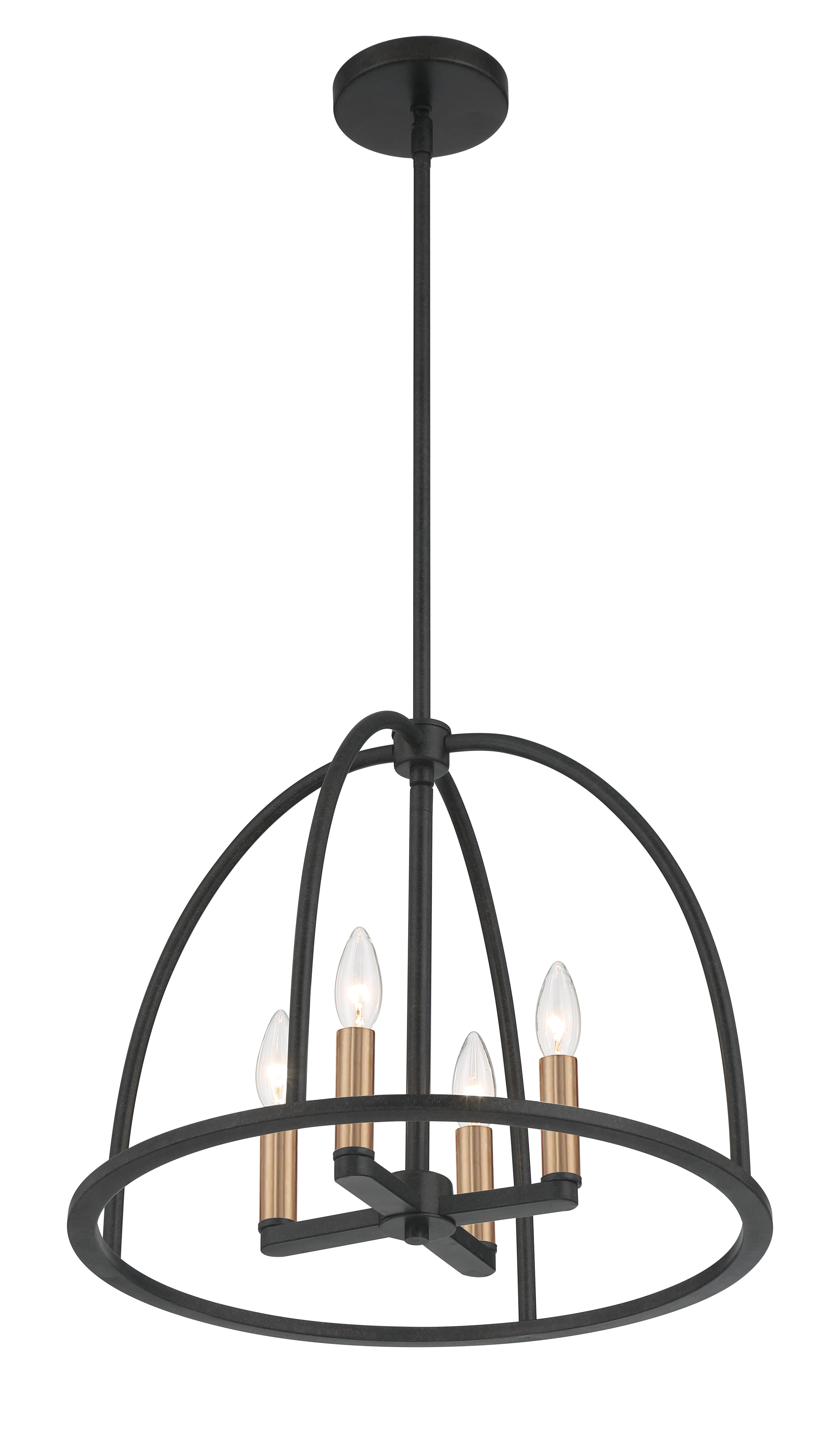 Crystorama Abbott ABB-3004-BK – 18.25 Inch – 4 Light – Chandelier – Black – Dry Rated