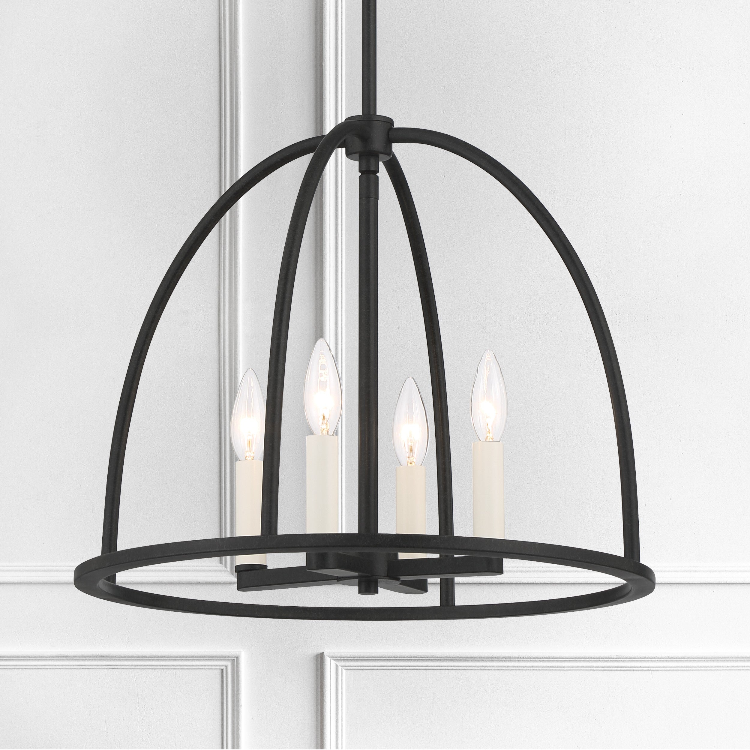 Crystorama Abbott ABB-3004-BK – 18.25 Inch – 4 Light – Chandelier – Black – Dry Rated