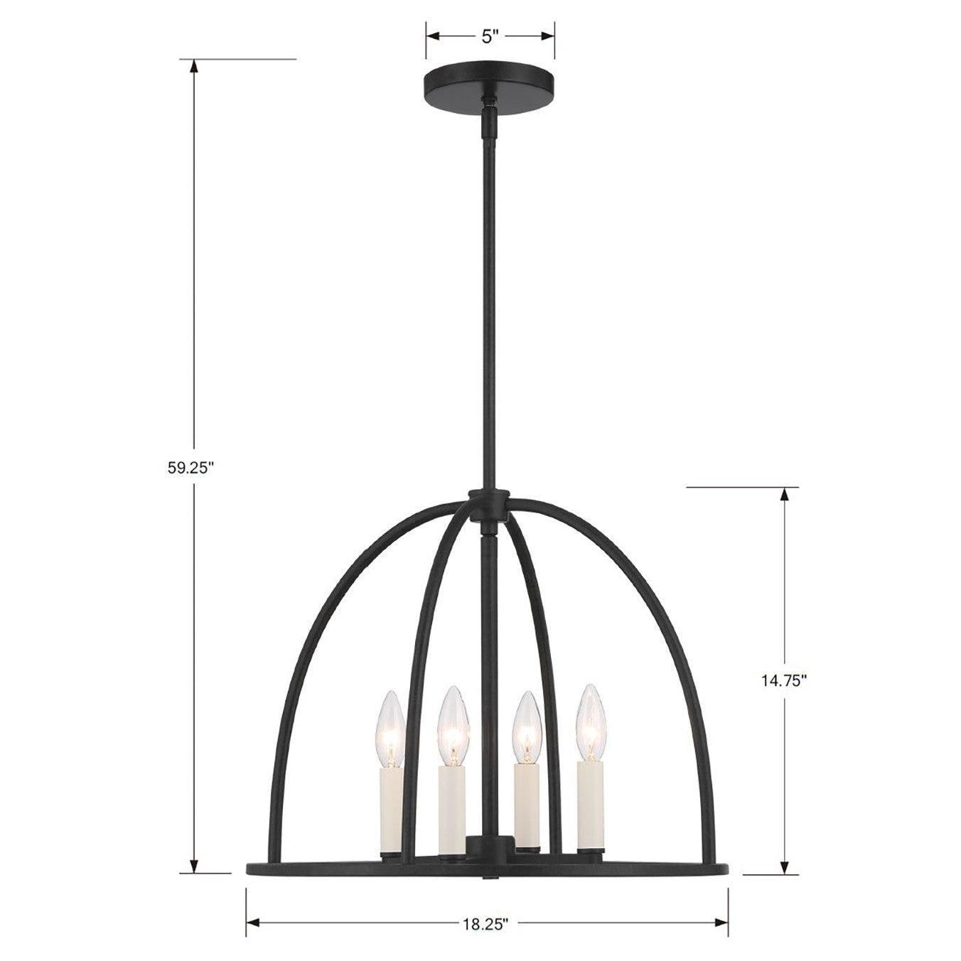 Crystorama Abbott ABB-3004-BK – 18.25 Inch – 4 Light – Chandelier – Black – Dry Rated