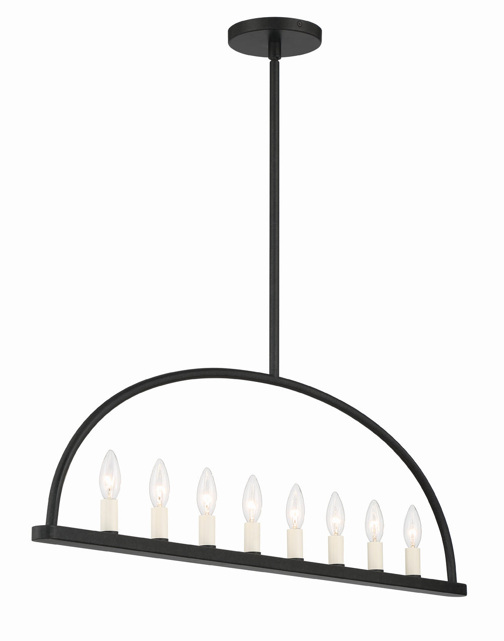Crystorama ABB-3007-BK Abbott 8 Light Black Linear Chandelier