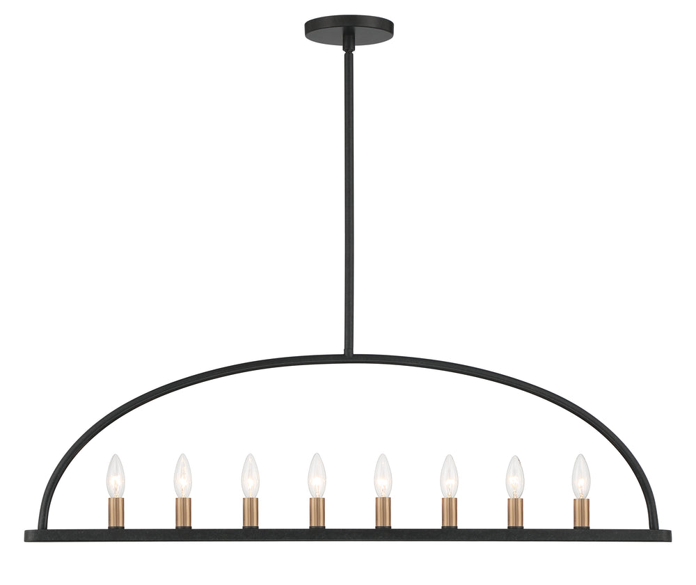 Crystorama ABB-3007-BK Abbott 8 Light Black Linear Chandelier