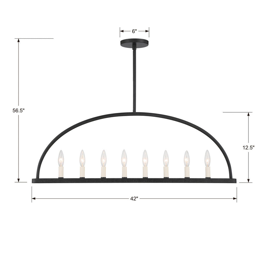 Crystorama ABB-3007-BK Abbott 8 Light Black Linear Chandelier