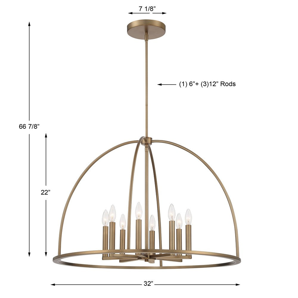 Crystorama ABBOTT ABB-3008-VG Chandelier Modern - Vibrant Gold