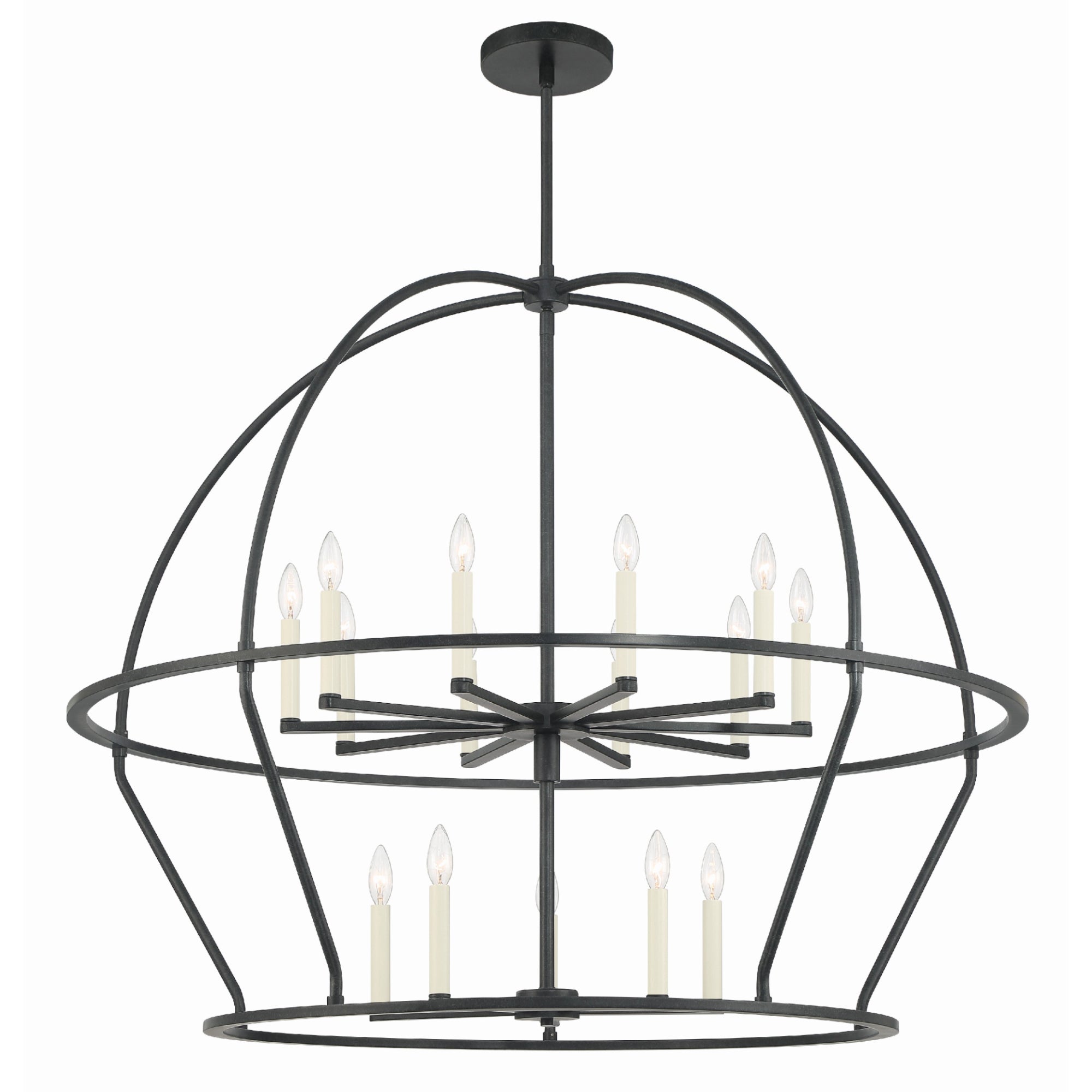 Crystorama Abbott ABB-3029-BK – 48 Inch – 15 Light – Chandelier – Black – Dry Rated