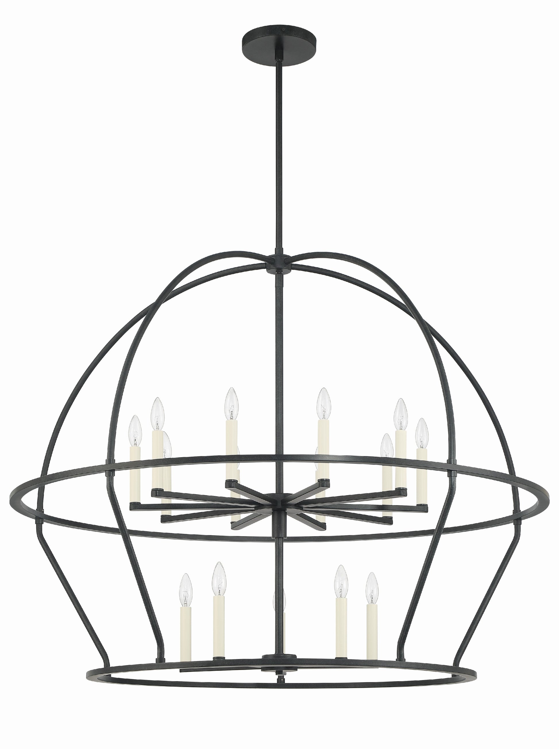 Crystorama Abbott ABB-3029-BK – 48 Inch – 15 Light – Chandelier – Black – Dry Rated