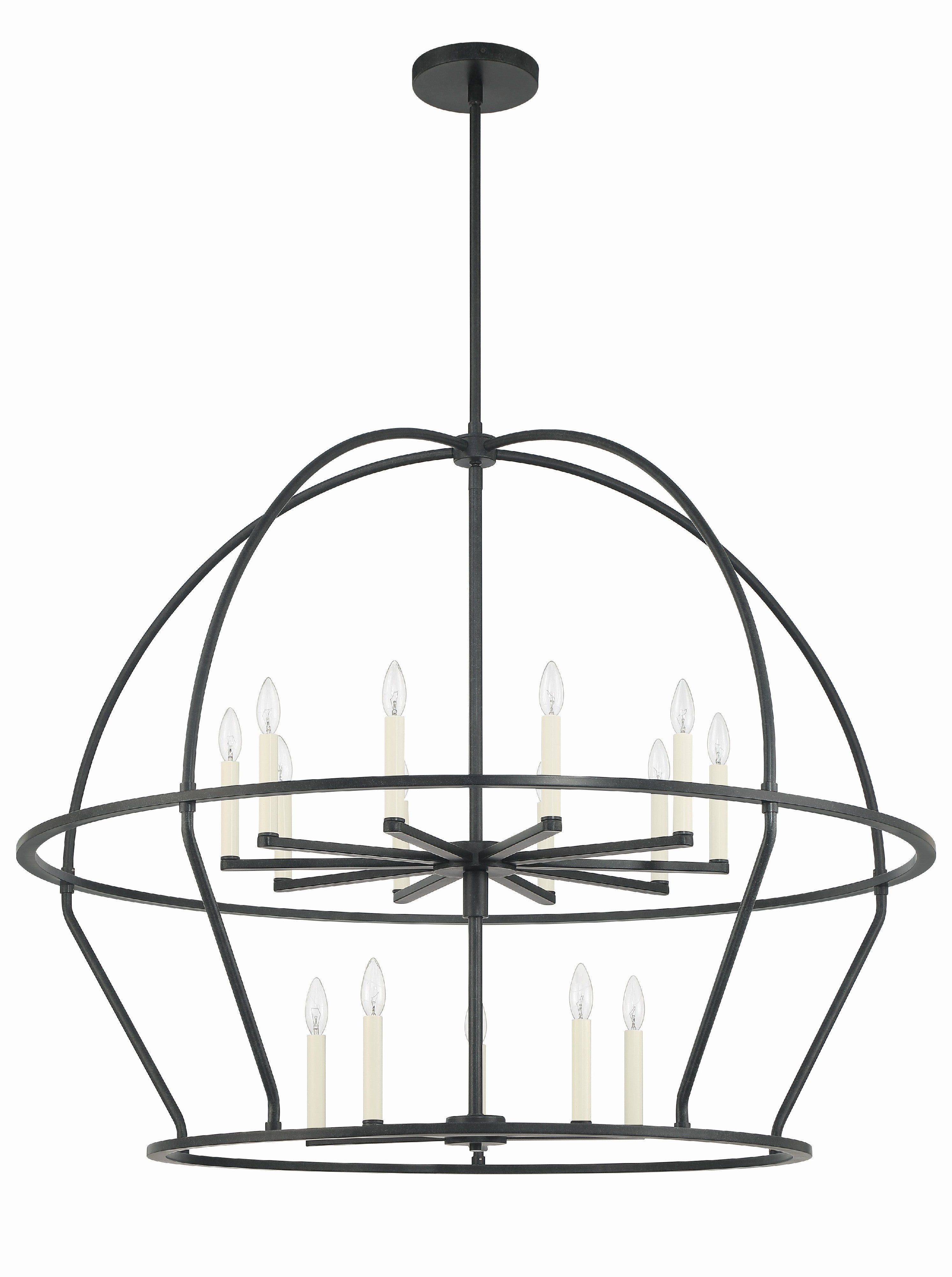 Crystorama Abbott ABB-3029-BK – 48 Inch – 15 Light – Chandelier – Black – Dry Rated
