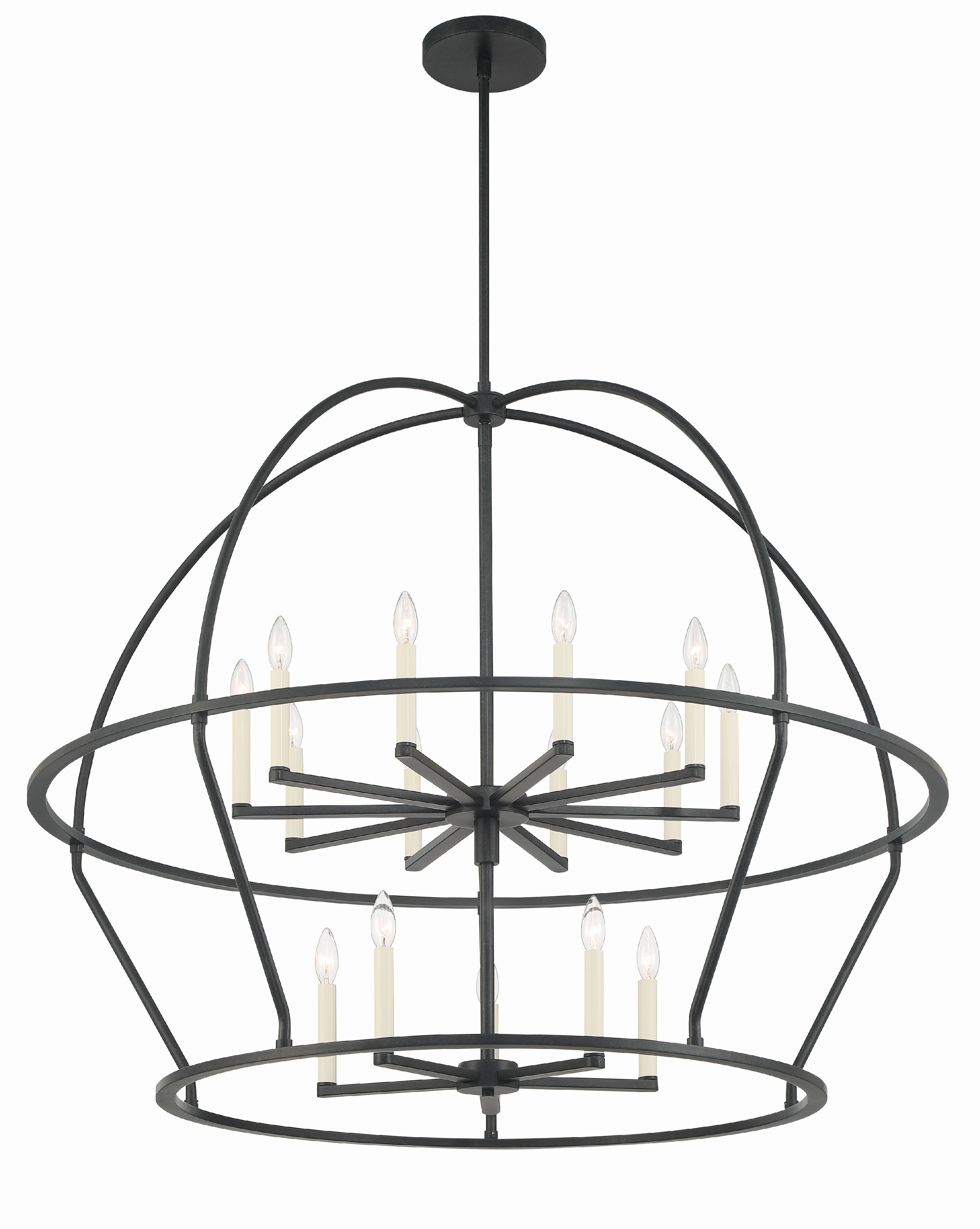 Crystorama Abbott ABB-3029-BK – 48 Inch – 15 Light – Chandelier – Black – Dry Rated