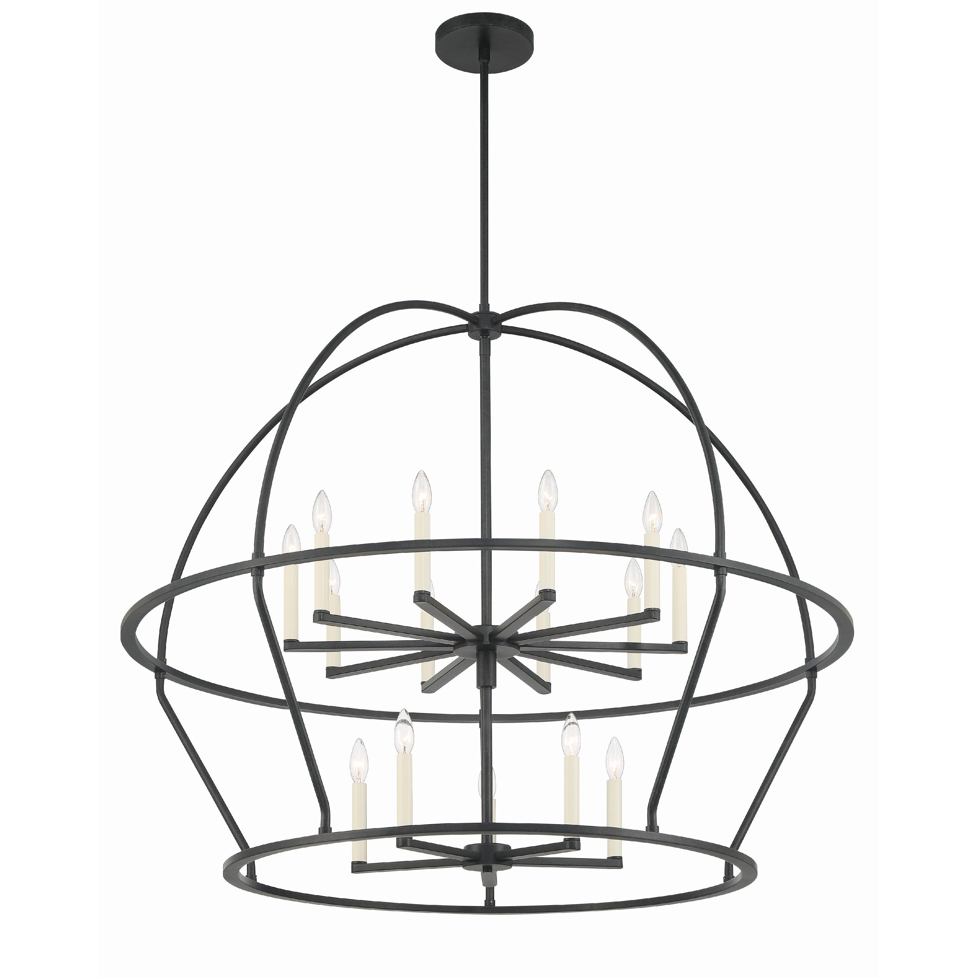 Crystorama Abbott ABB-3029-BK – 48 Inch – 15 Light – Chandelier – Black – Dry Rated