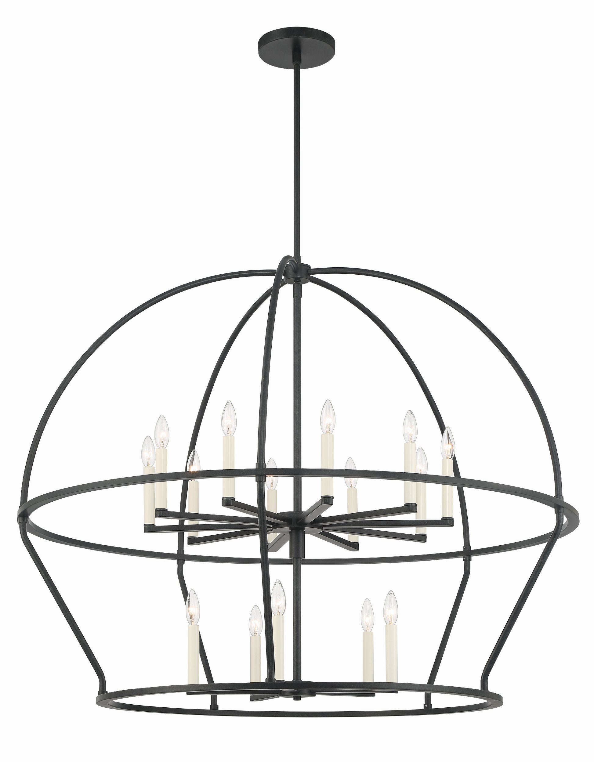 Crystorama Abbott ABB-3029-BK – 48 Inch – 15 Light – Chandelier – Black – Dry Rated
