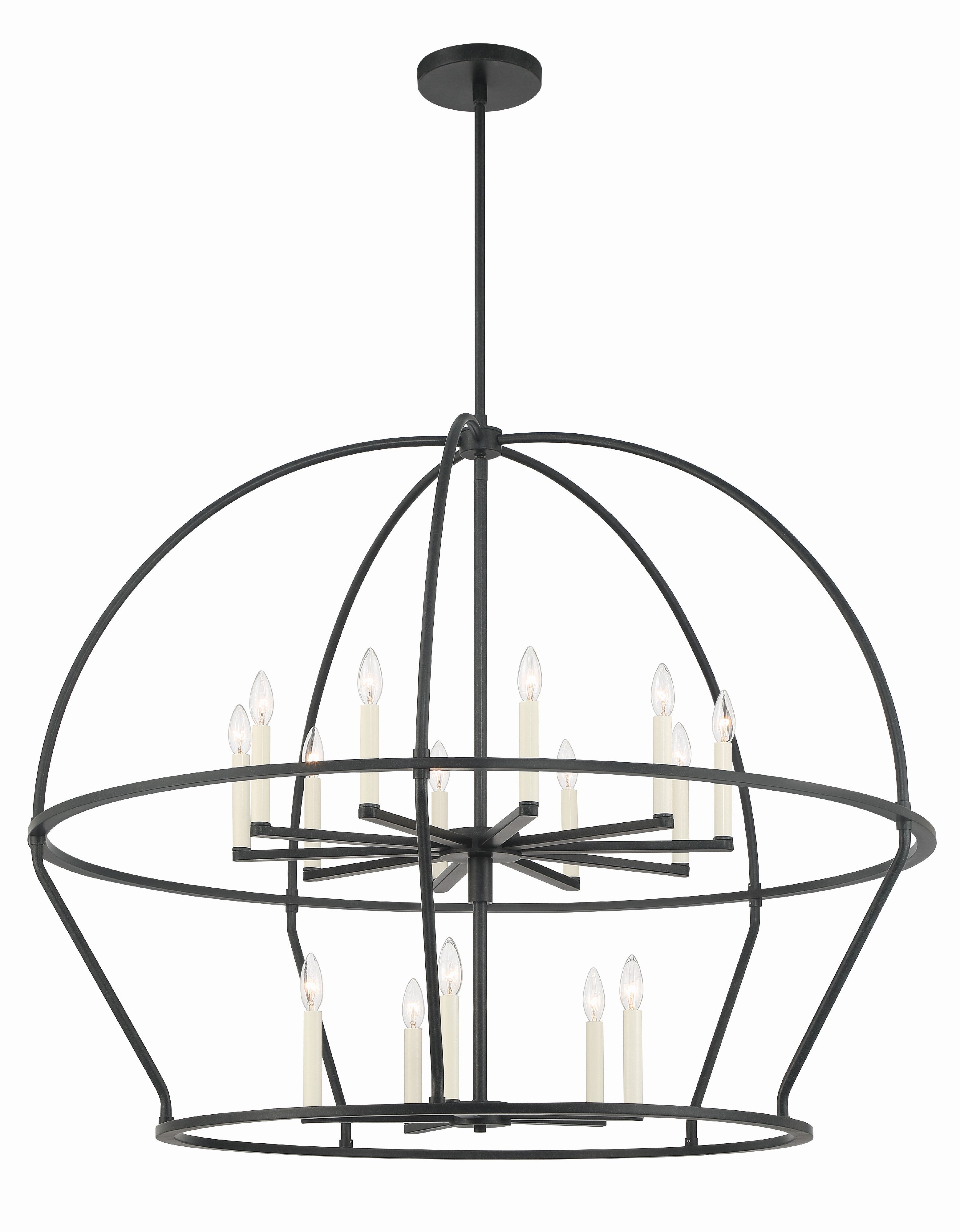 Crystorama Abbott ABB-3029-BK – 48 Inch – 15 Light – Chandelier – Black – Dry Rated
